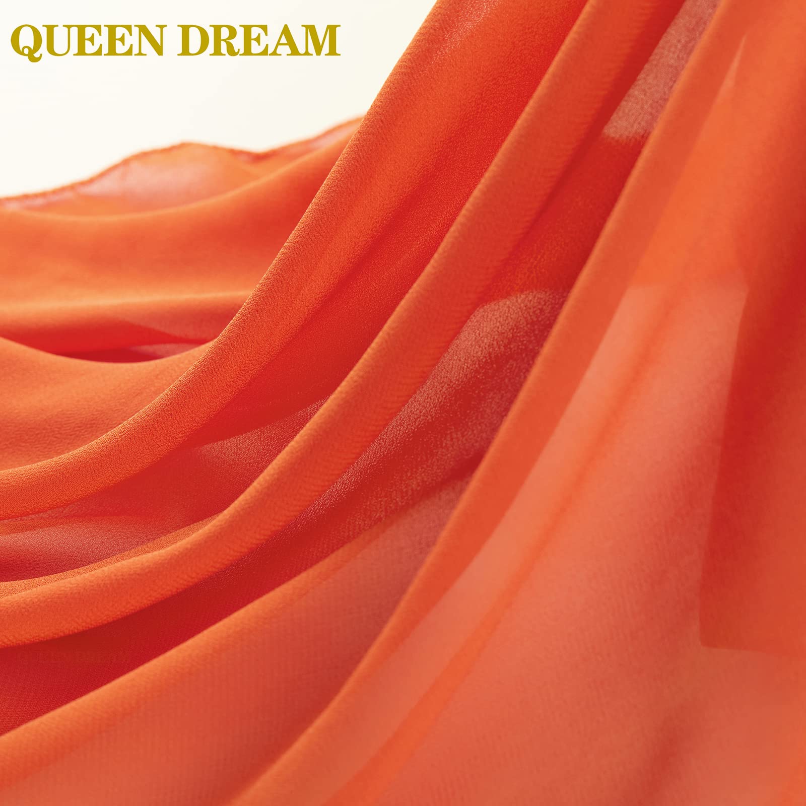 Queendream Sheer Table Runner 10Ft Rustic Burnt Orange Chiffon Linens Bridal Boho Wedding Party Table Decorations