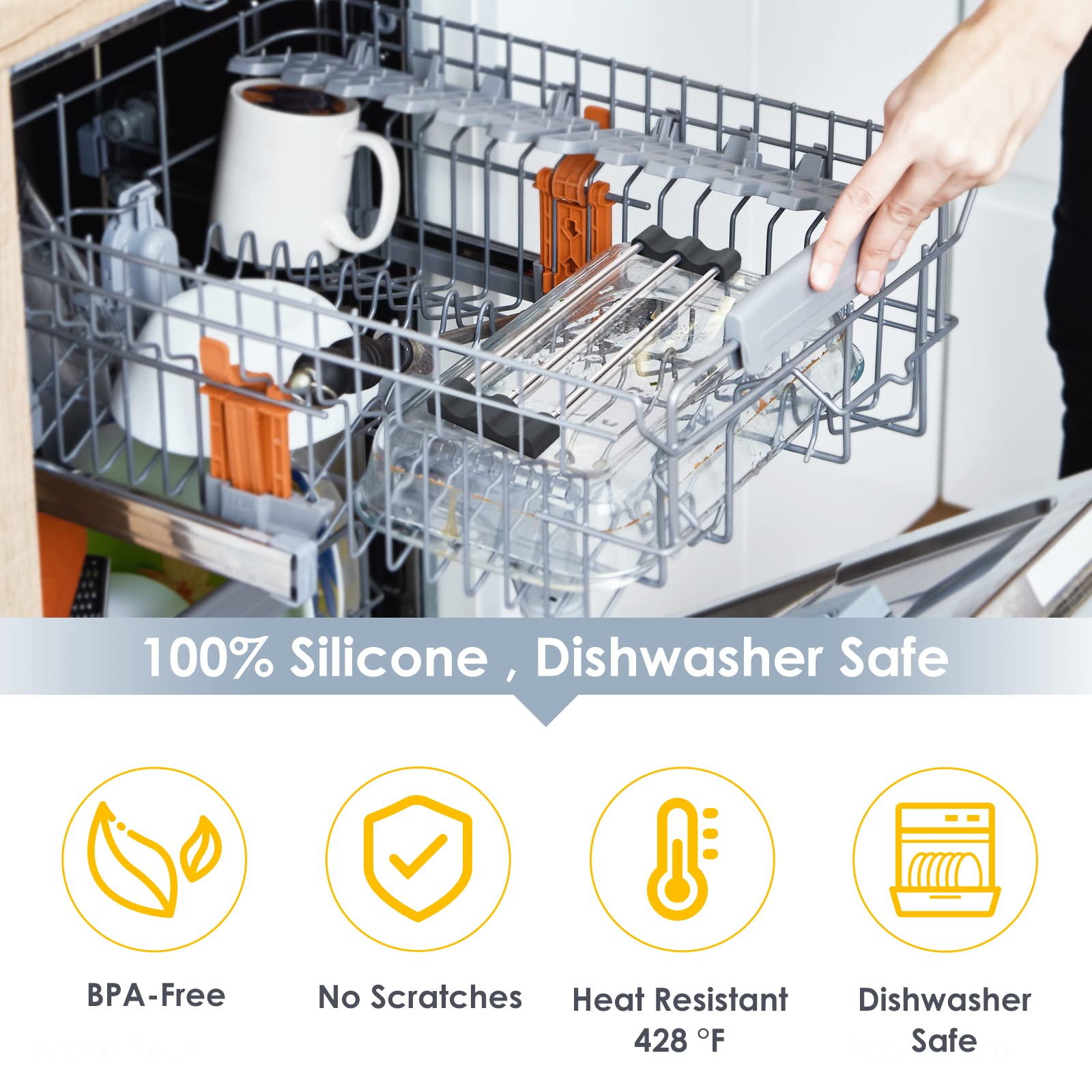 Tomorotec Adjustable Over-The-Sink Kitchen Rack For Dishcloths, Sponges, Bottles And Brushes - Heat-Resistant Stainless Steel Wi