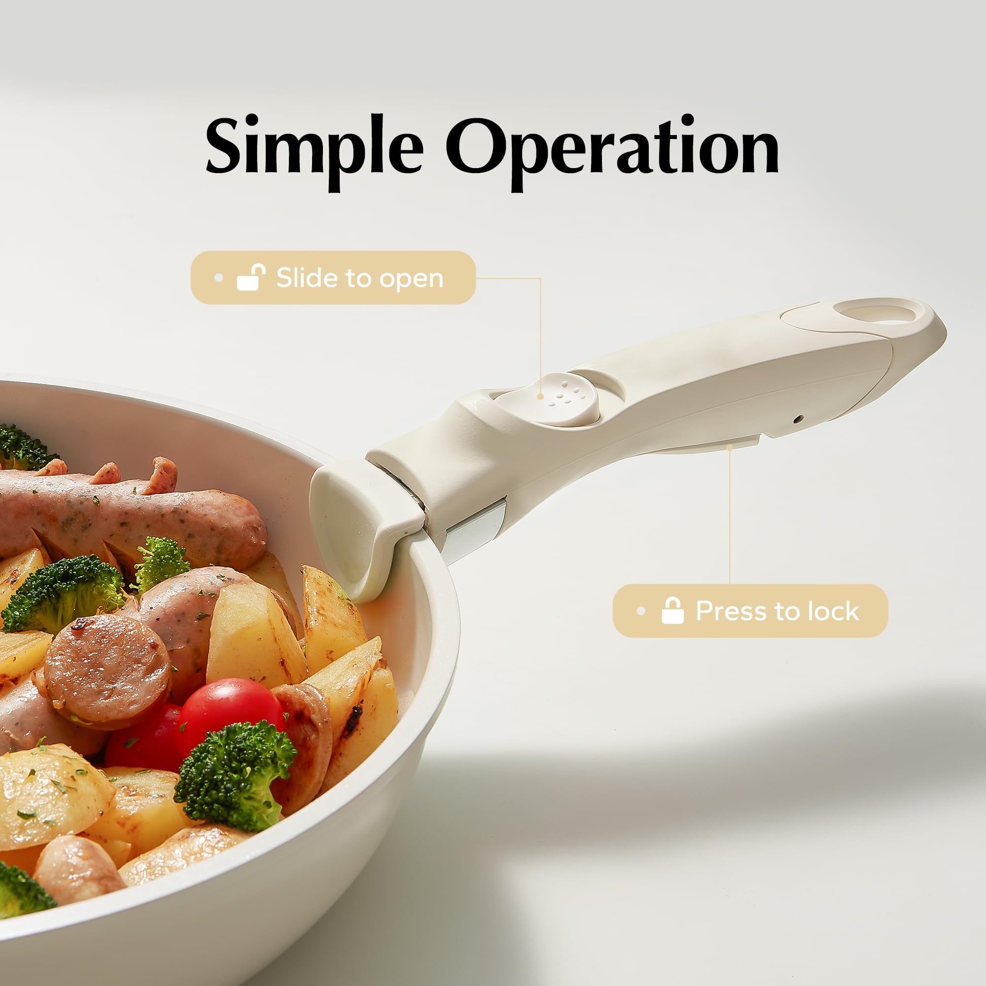 Redchef Removable Handle White - Detachable Handle Cookware Replacement, Universal Pot Handle, Ideal Replacement For All Cookwar