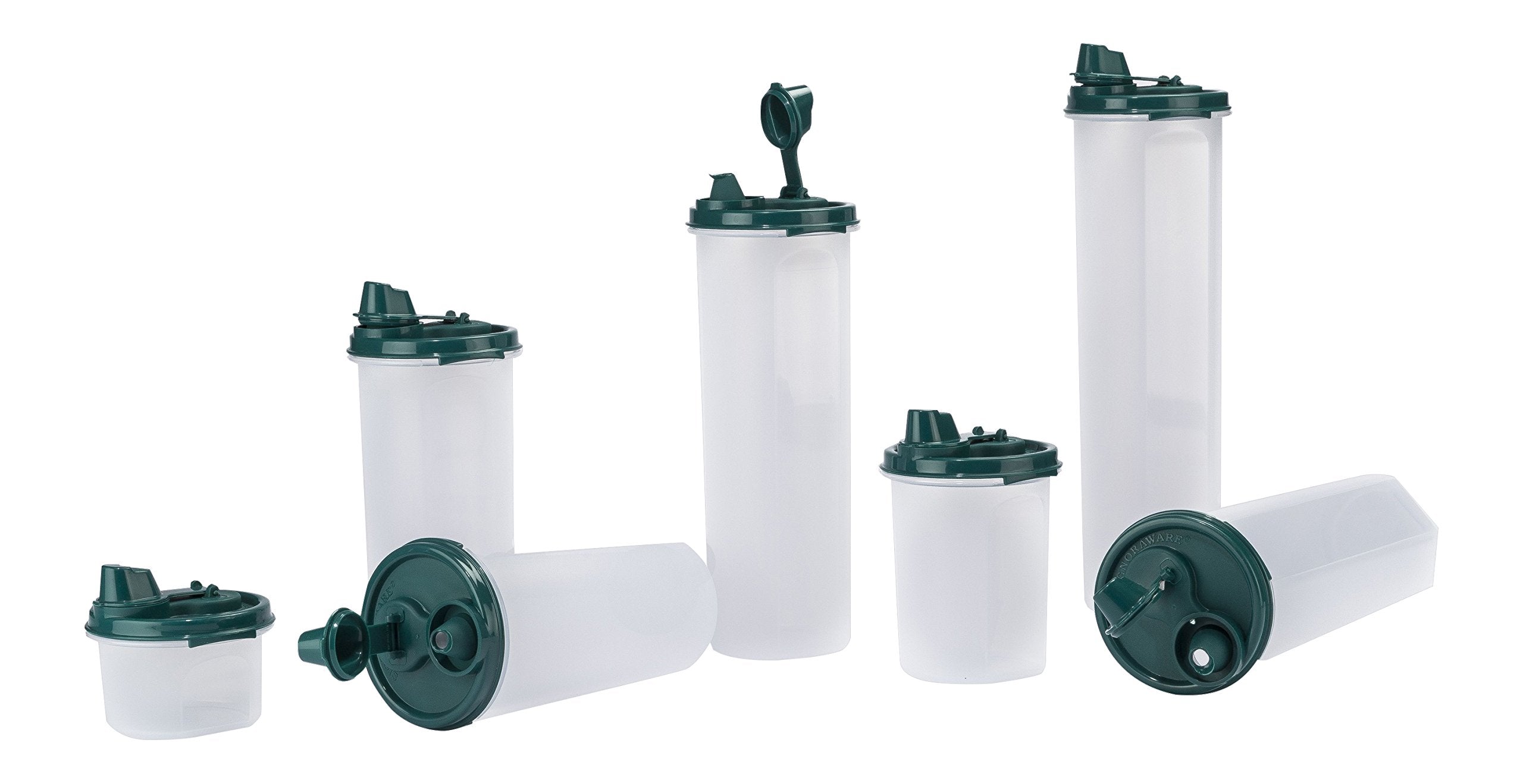 Signora Ware Easy Flow Plastic Container Set, 7-Pieces, Dark Green