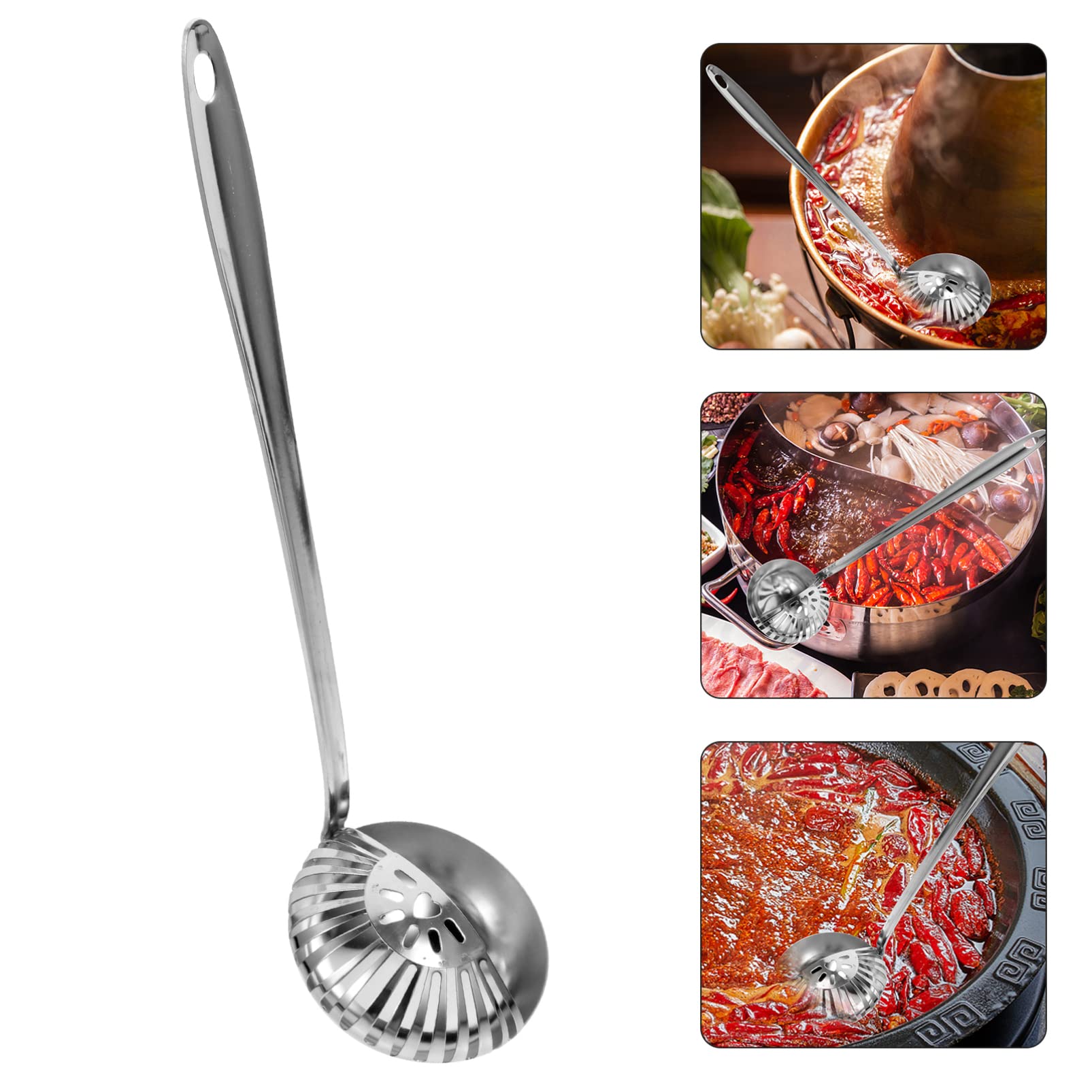 Kichvoe Pot Strainer 2 In 1 Straining Ladle Stainless Steel Hot Pot Spoon With Filter Strainer Spoon Soup Pan Ladle Spoon Gravy
