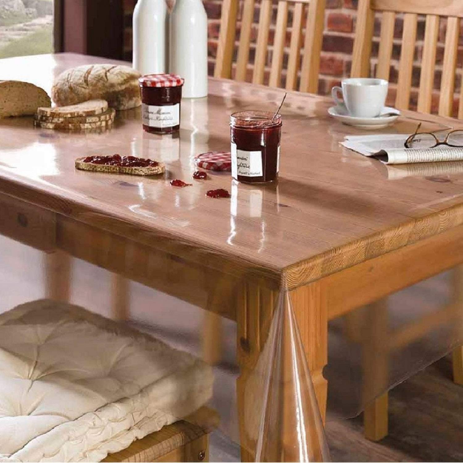 Kuber Industries Pvc 6 Seater Transparent Dining Table Cover -Plain