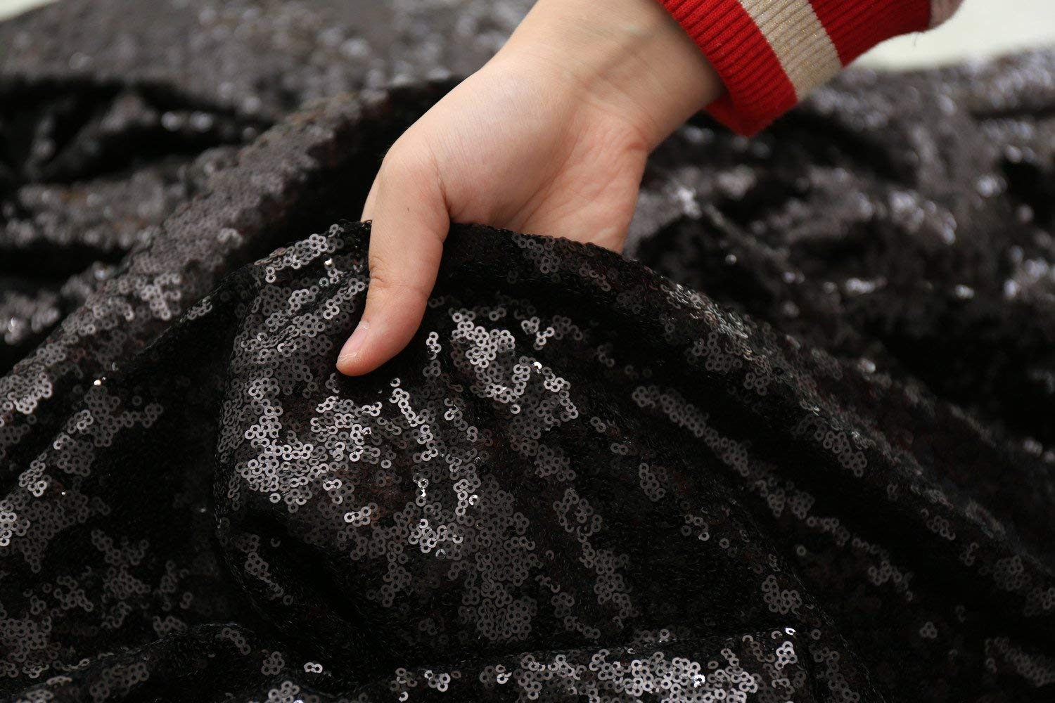 Partydelight Sequin Tablecloth 60''X126'' Black Rectangle Tablecloth Shimmer Table Cloths Sparkle Glitter Decorations