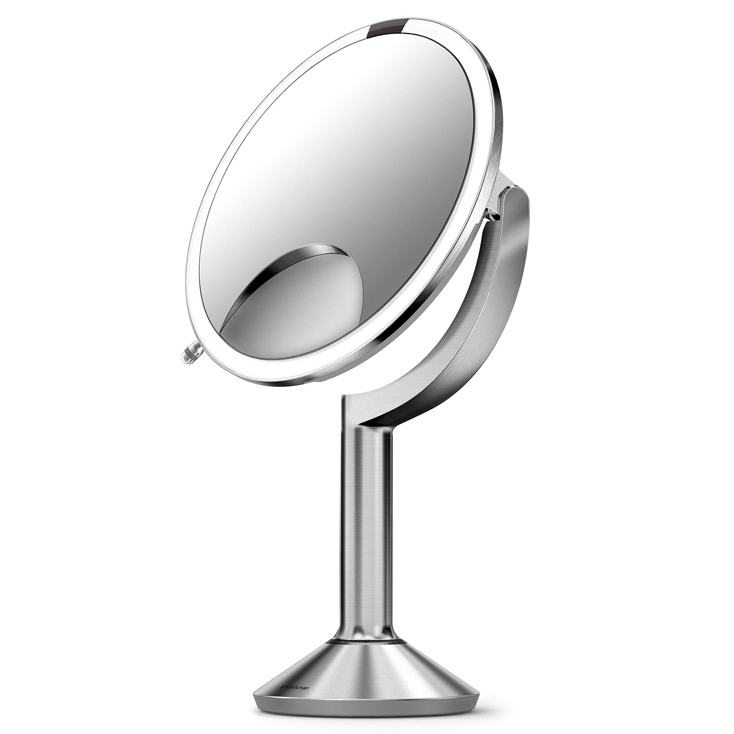 simplehuman ST3024 20cm Sensor Mirror Trio with Touch-Control Brightness, Light Up Makeup Magnifying Mirror, 10x, 5x, 1x Magnifi