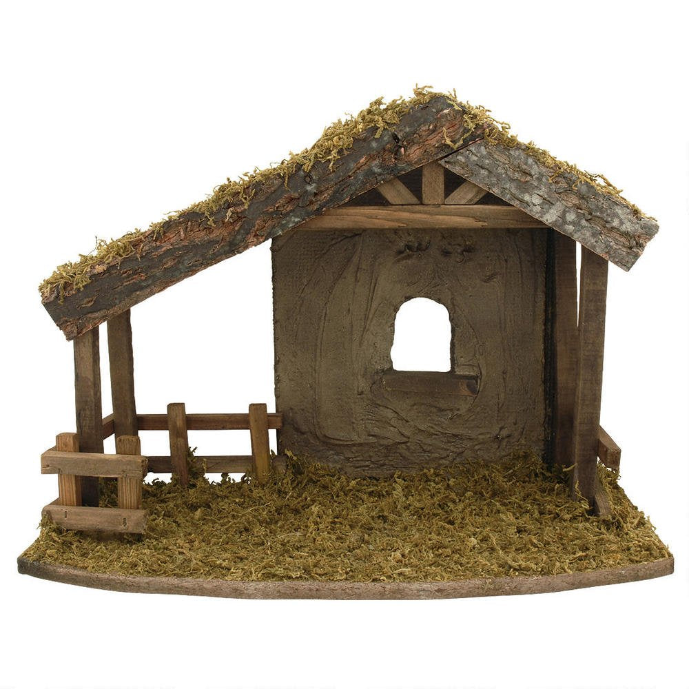 Fontanini by Roman, Stable with a Fence, 5 Collection, Nativity Stable Figure and Accessories, Hand Sculpted and Painted