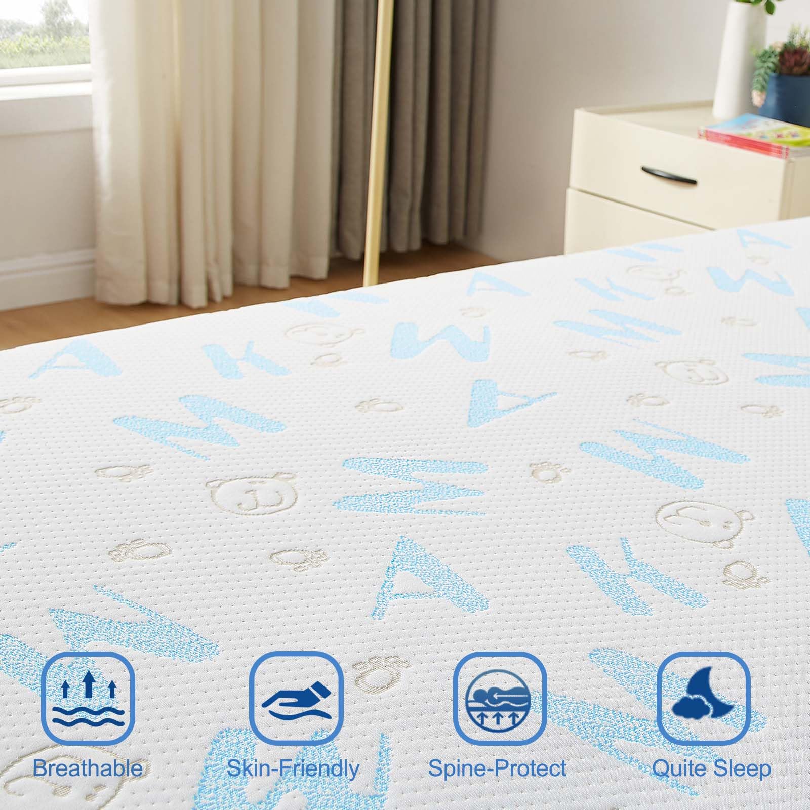 Ouui 5 Inch Twin Mattress For Kids, Removable Washable Cover Cooling Memory Foam Medium Feel, Bed-In-A-Box, Certipur-Us Certifie