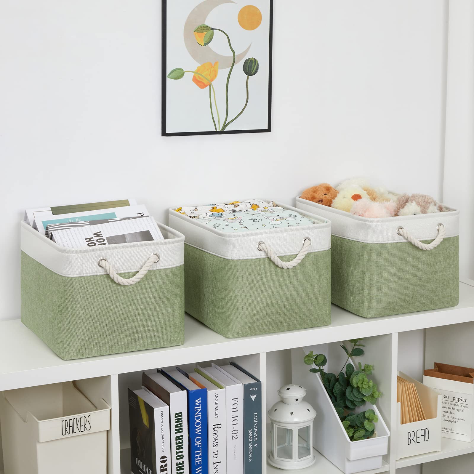 Bidtakay Large Fabric Baskets For Organizing [3-Pack] Closet Organizers And Storage Baskets For Gifts Empty Foldable Nursery Bas