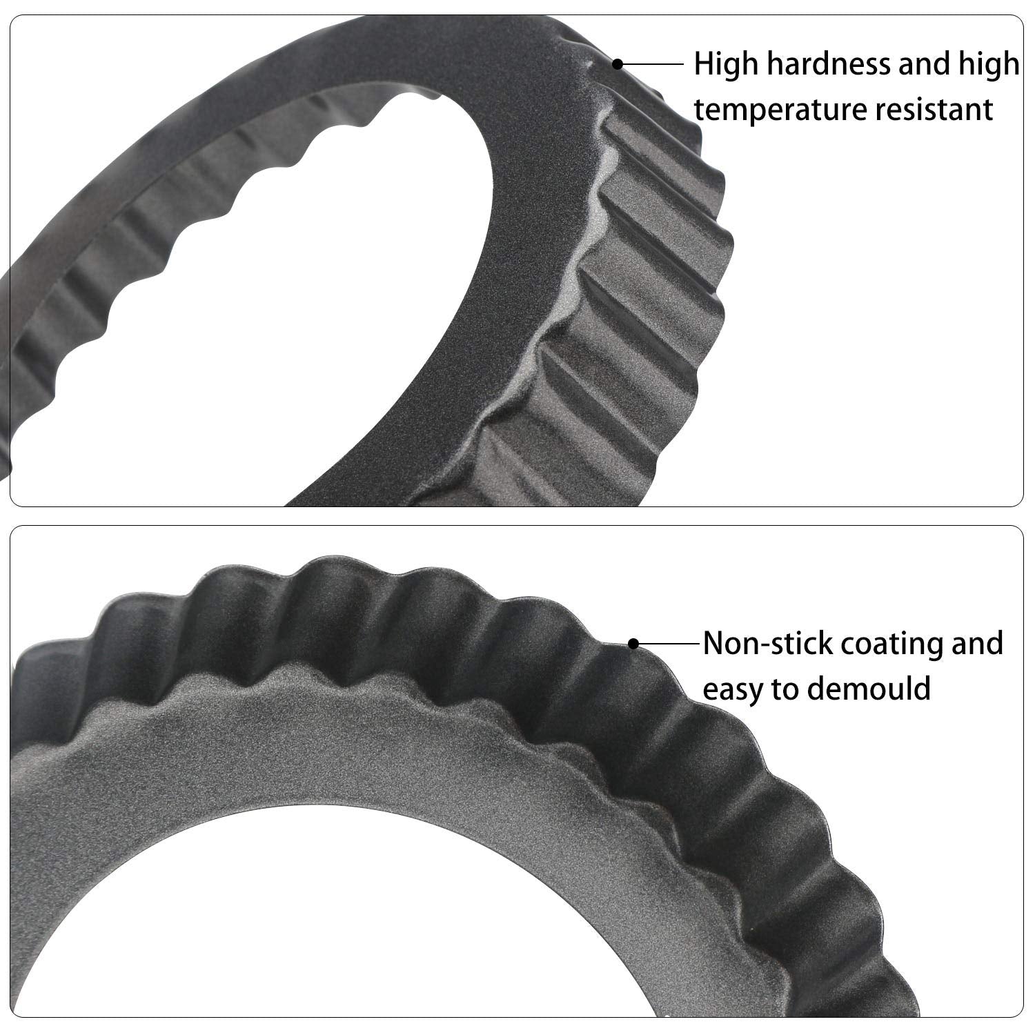 Beasea 4 Inch Mini Quiche Pan Set of 6  Non-Stick Tart Pan with Removable Bottom Round Mini Pie Pans for Oven Baking  Quiche Cheese Cakes