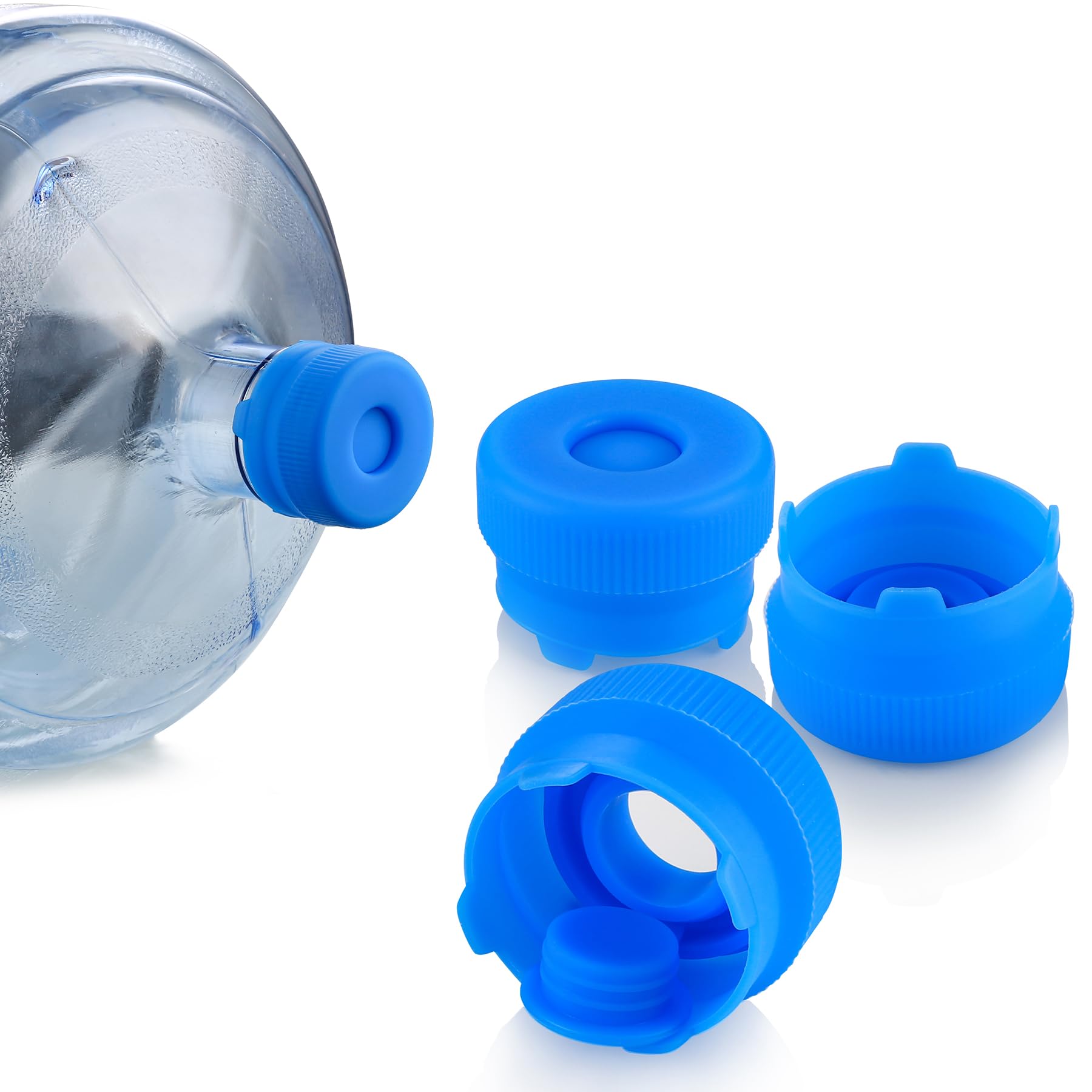 Flutaire [3-Pack] Water Jug Cap For 2,3,4,5 Gallon Water Bottles With 55Mm Standard/Screw/Crown Opening, Food-Grade Silicone Reu
