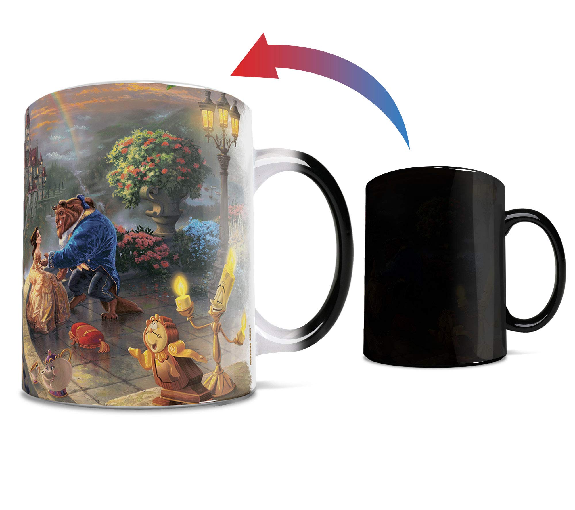 Thomas Kinkade's ''Beauty and the Beast Falling In Love'' Morphing Ceramic Mugs,11 ounces