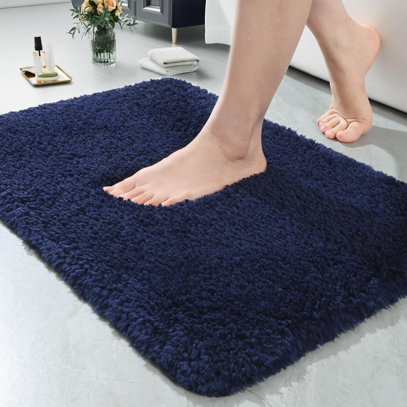 Lochas Bathroom Rug Runner 24X17 Inch, Soft Thick Absorbent Microfiber Bath Rugs For Bathroom, Machine Washable, Shaggy Plush No