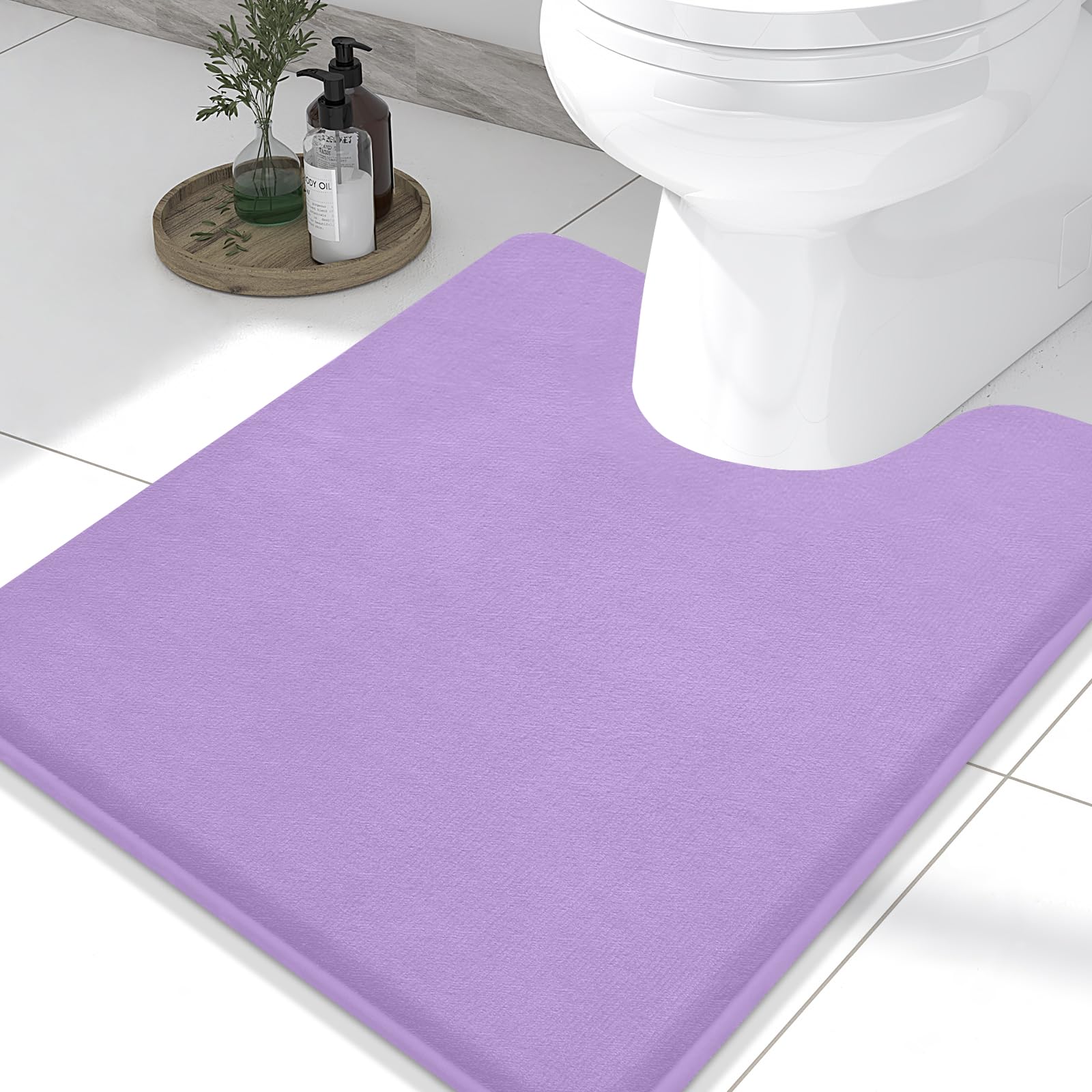 Smiry Memory Foam U-Shaped Toilet Bathroom Rugs, Extra Soft Absorbent Non-Slip Contoured Rugs, Machine Washable Contour Bath Mat