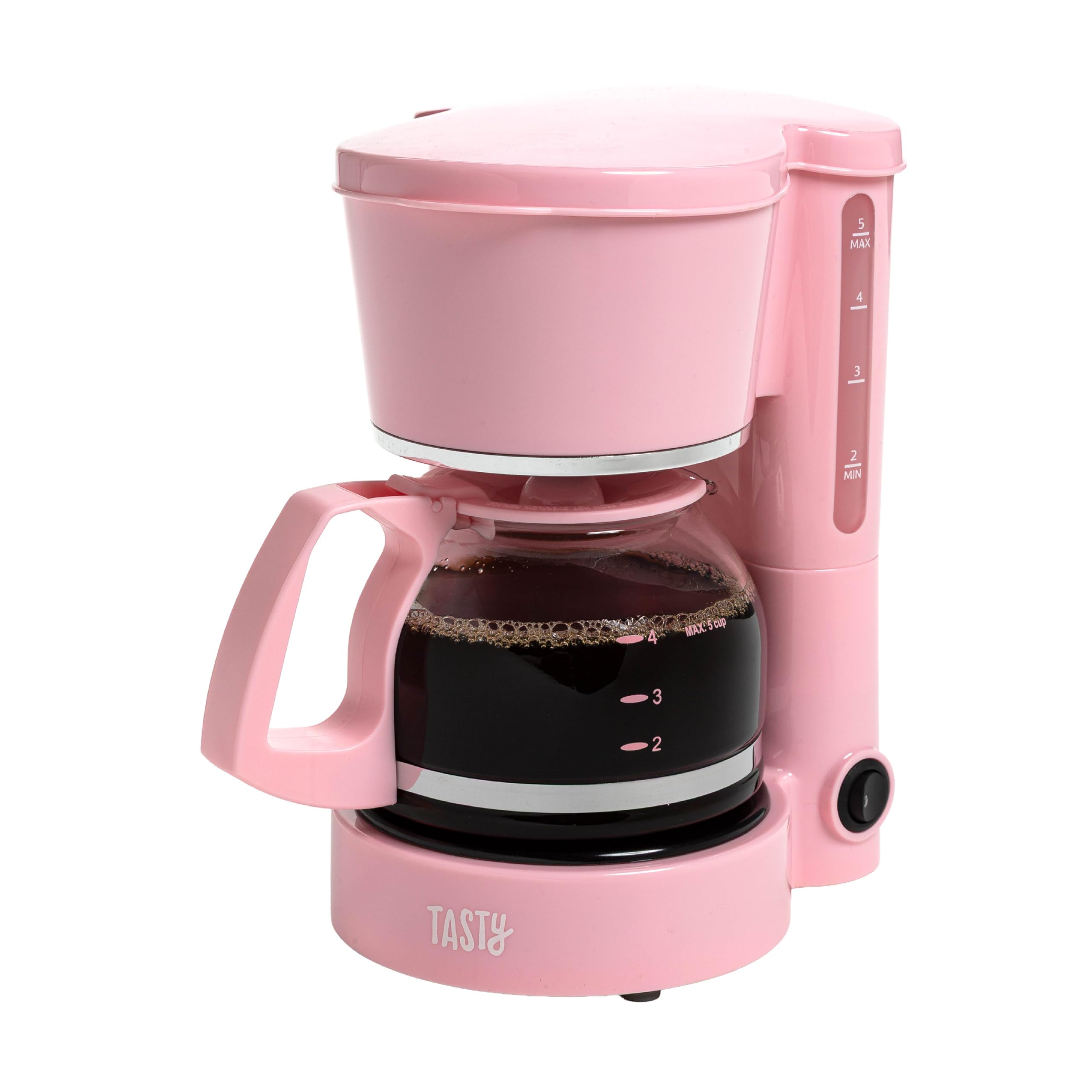 Tasty 5Cup Coffee Maker with Auto Pause & Pour, Reusable Filter, Easy View Water Reservoir and Warming Plate, Glass Carafe, Com