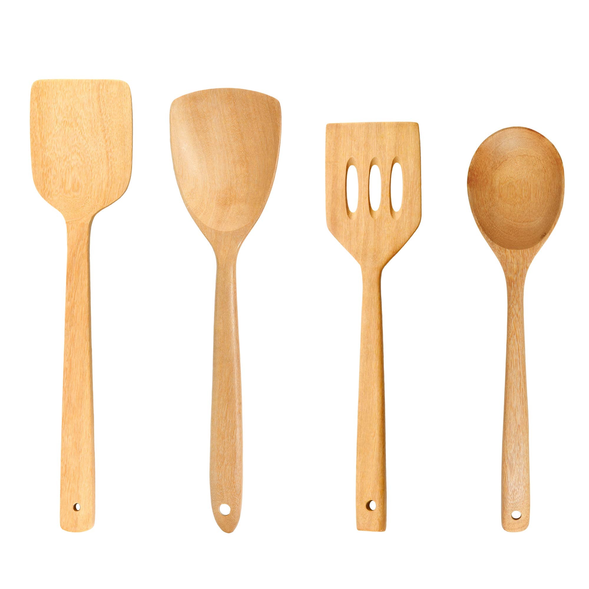 Aeravida Cooking Essentials Frying Spatula Turner & Ladle Rain Tree Wooden Set | Wooden Kitchen Utensils Spoons | Wooden Spoons