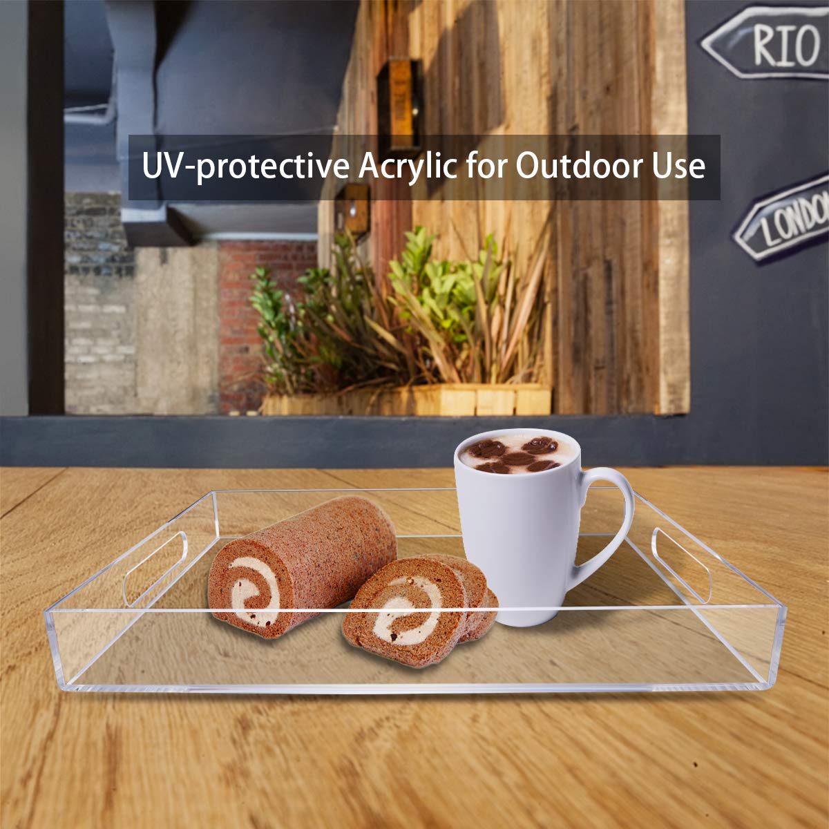 Niubee Acrylic Serving Tray 16X20 Inches -Spill Proof- Clear Decorative Tray Organiser For Ottoman Coffee Table Countertop With