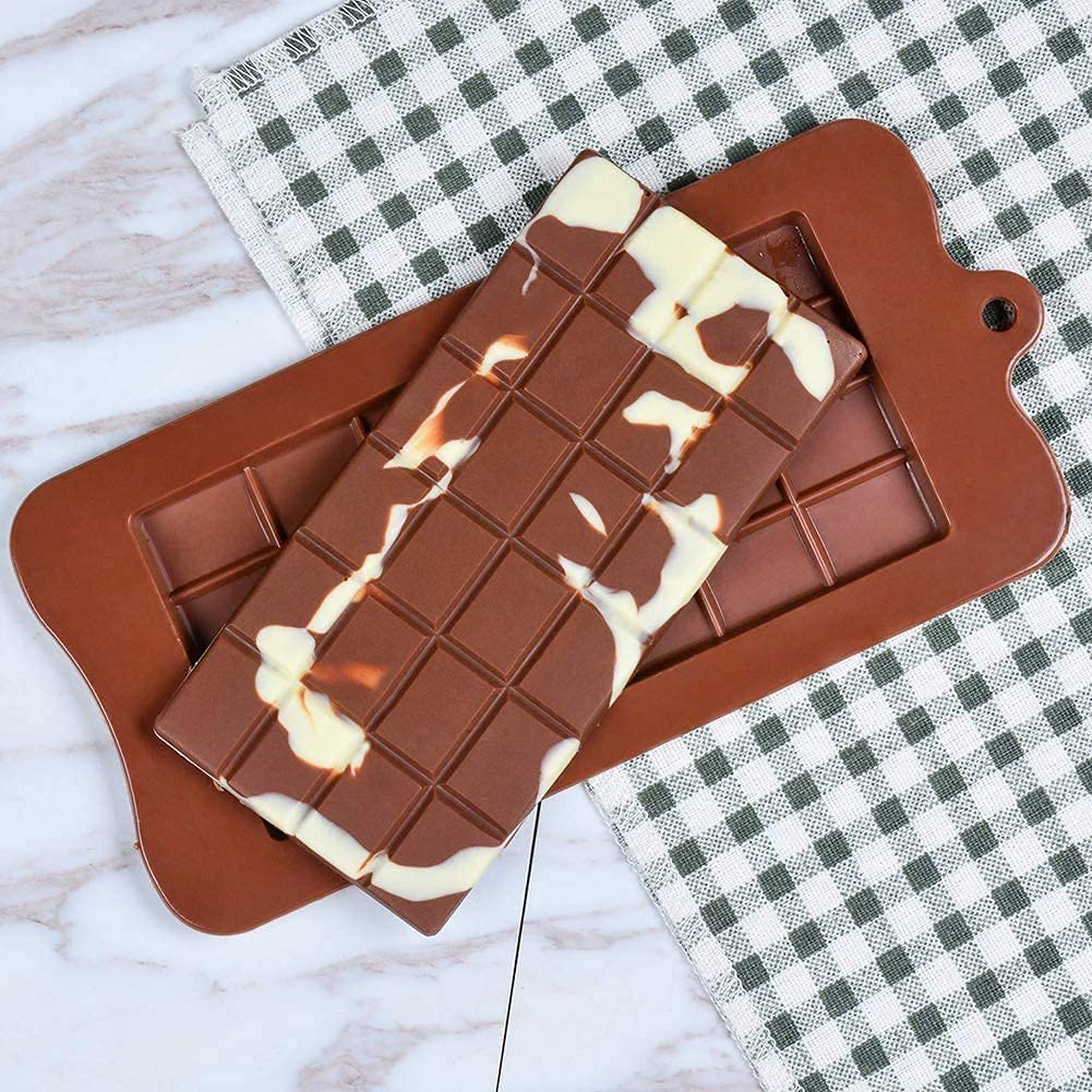 Bamutu Silicone Chocolate Mold 3 Pack Break-Apart Chocolate Bar Molds Non-Stick Reusable Energy Bar Chocolate Baking Tool