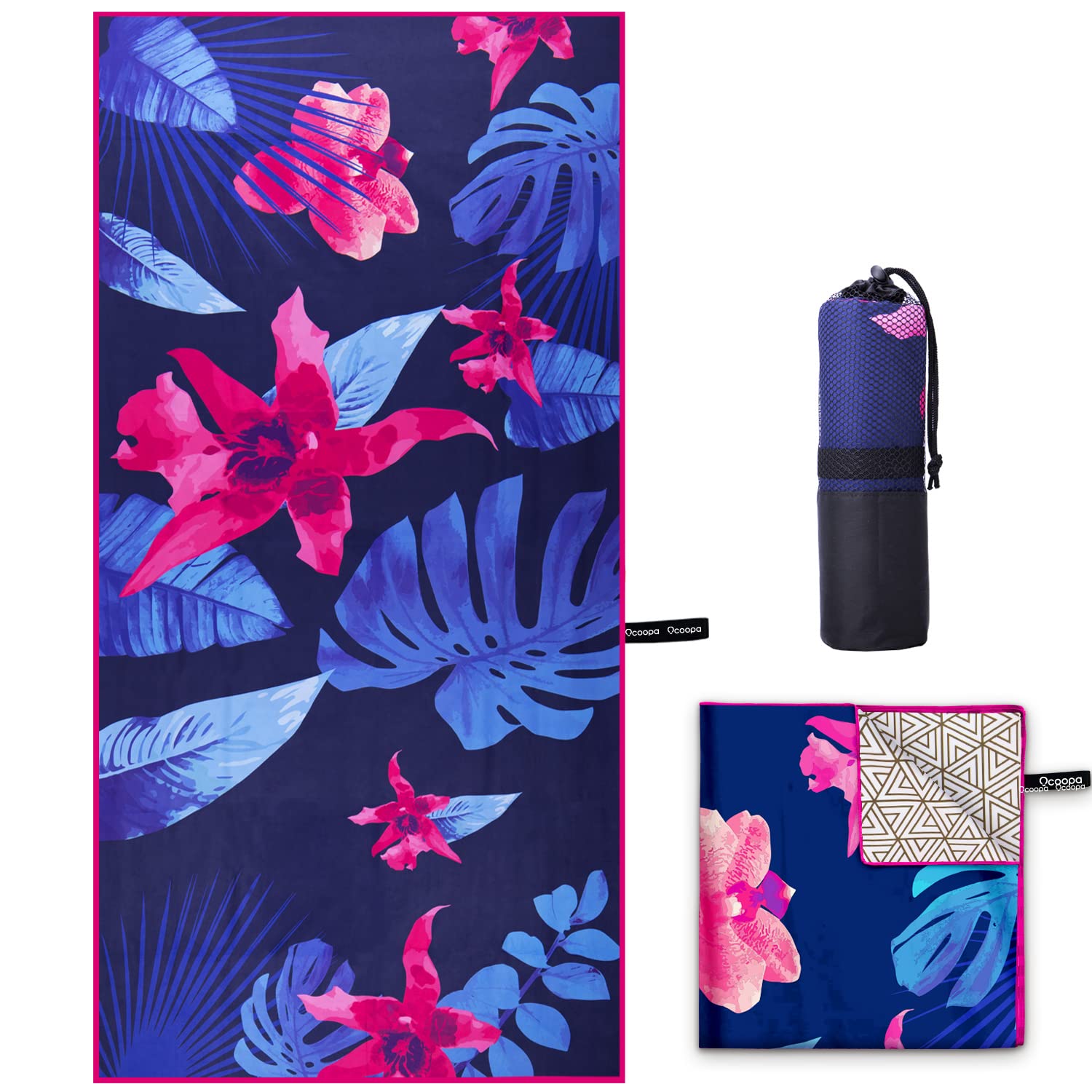 Ocoopa Microfiber Beach Towel Sand Free, 63''X31'' Large Towels, Lightweight Compact Quick Dry Absorbent Pool Towel For Bath,Cam