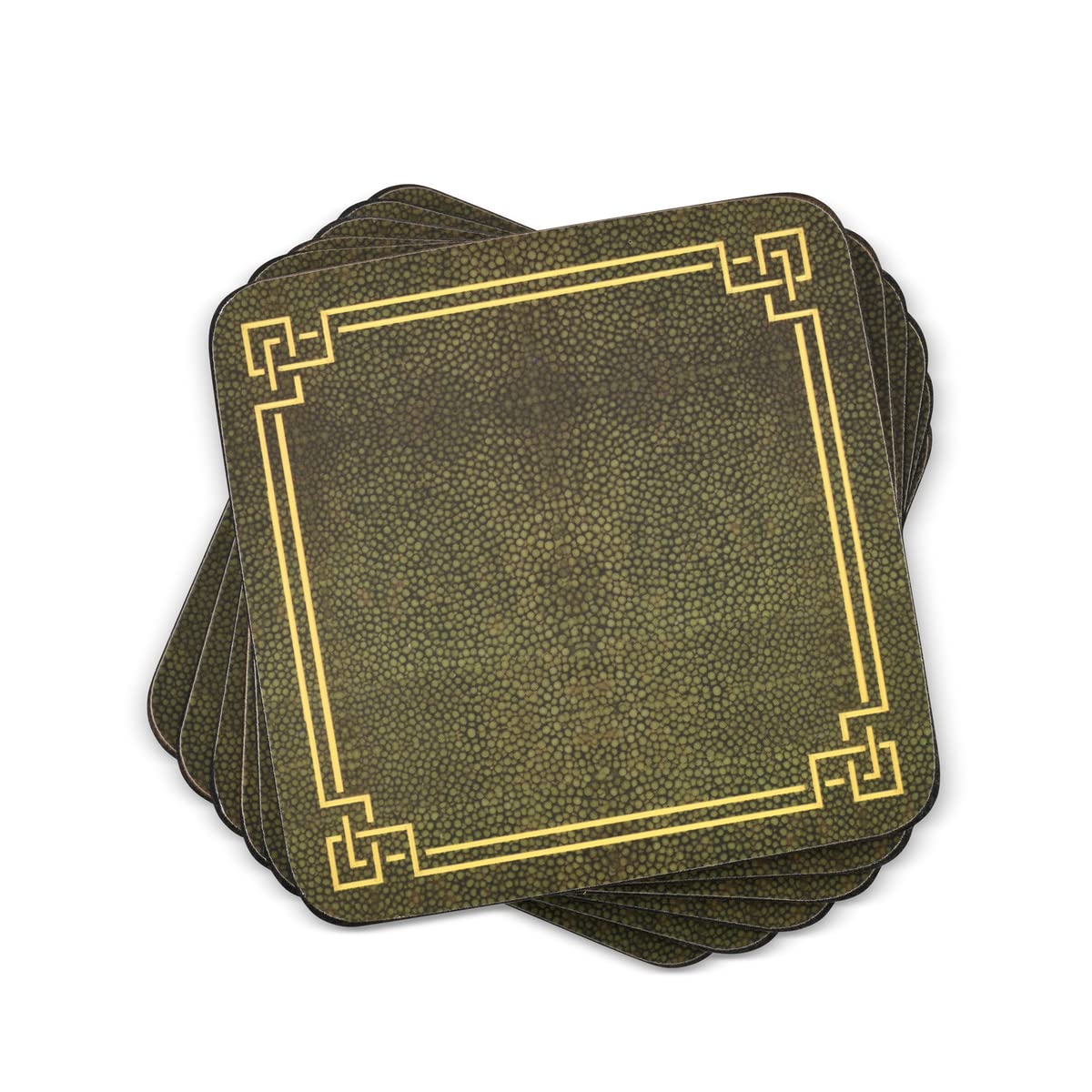 Pimpernel Shagreen Leather Coasters  Set Of 6  Cork Backed Board  Heat And Stain Resistant  Drinks Coaster For Tabletop Protecti