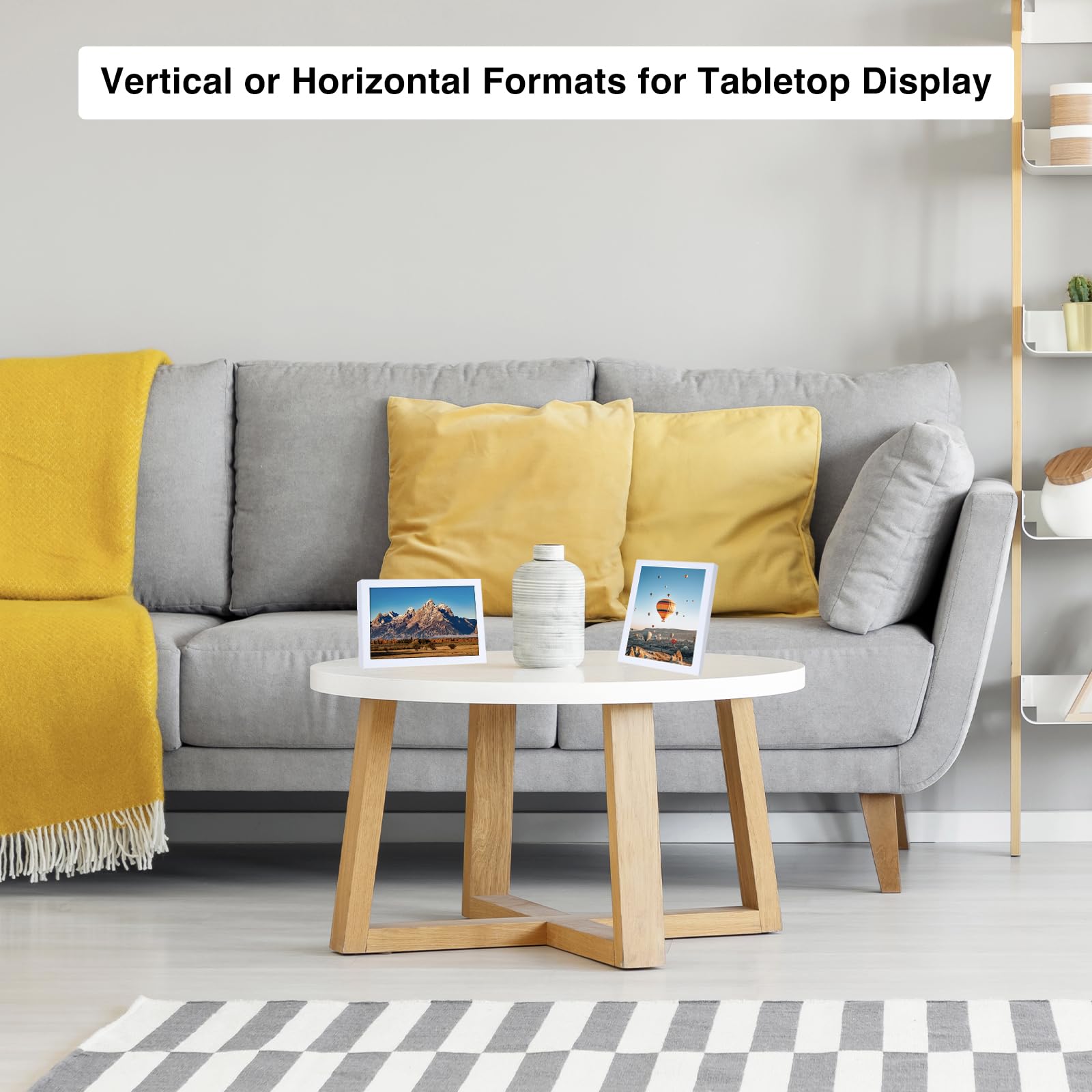 JCJMY 6x7 Picture Frame White for Wall Hanging or Tabletop, Wall Mounting Horizontally or Vertically, 6 x 7 Wall Gallery Poster