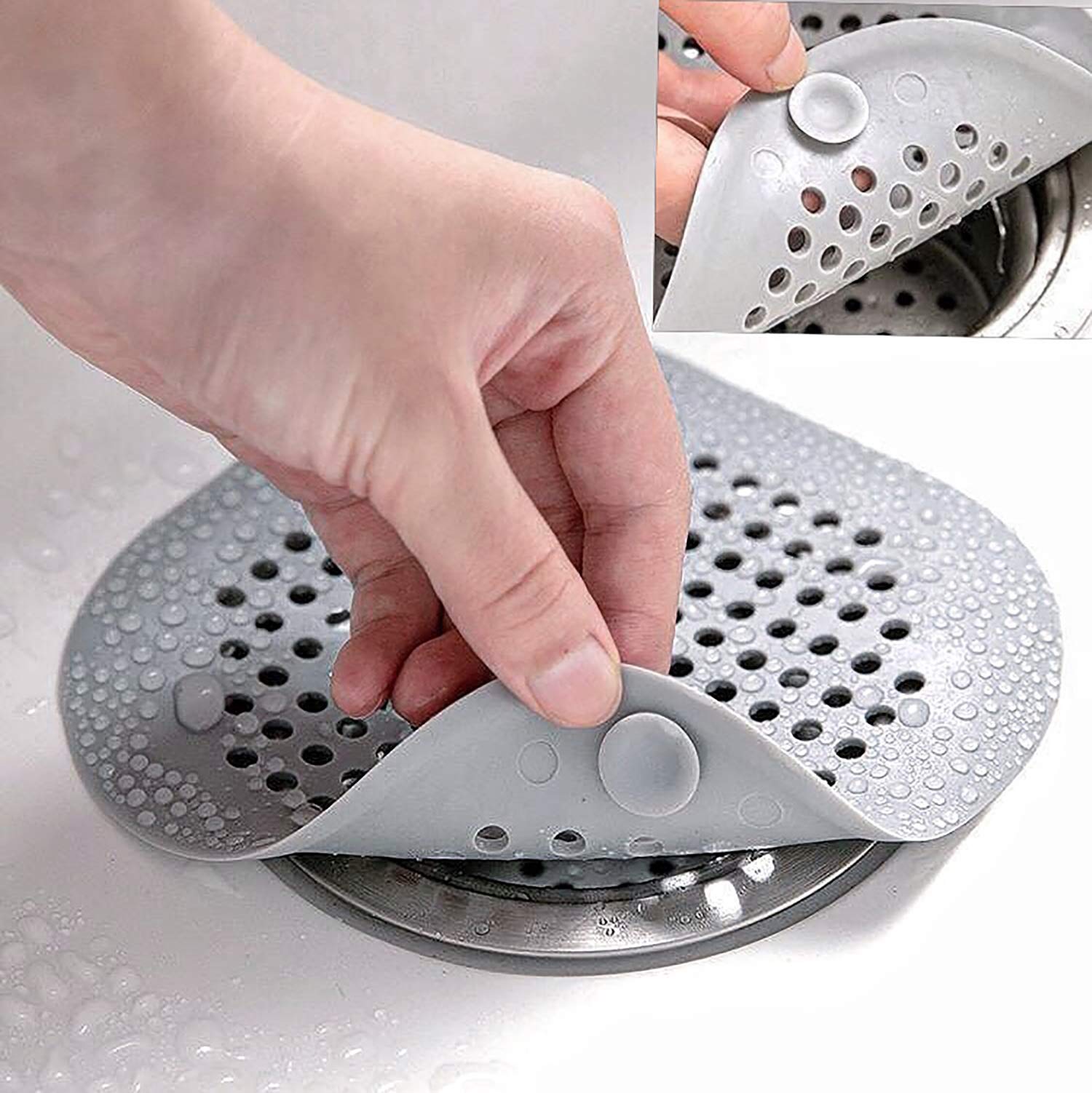 Shanhuyuhui Square Drain Cover Filter Shower Drain Hair Catcher With Suction Cups Silicone Drains Protector Sewer Filter For Bat