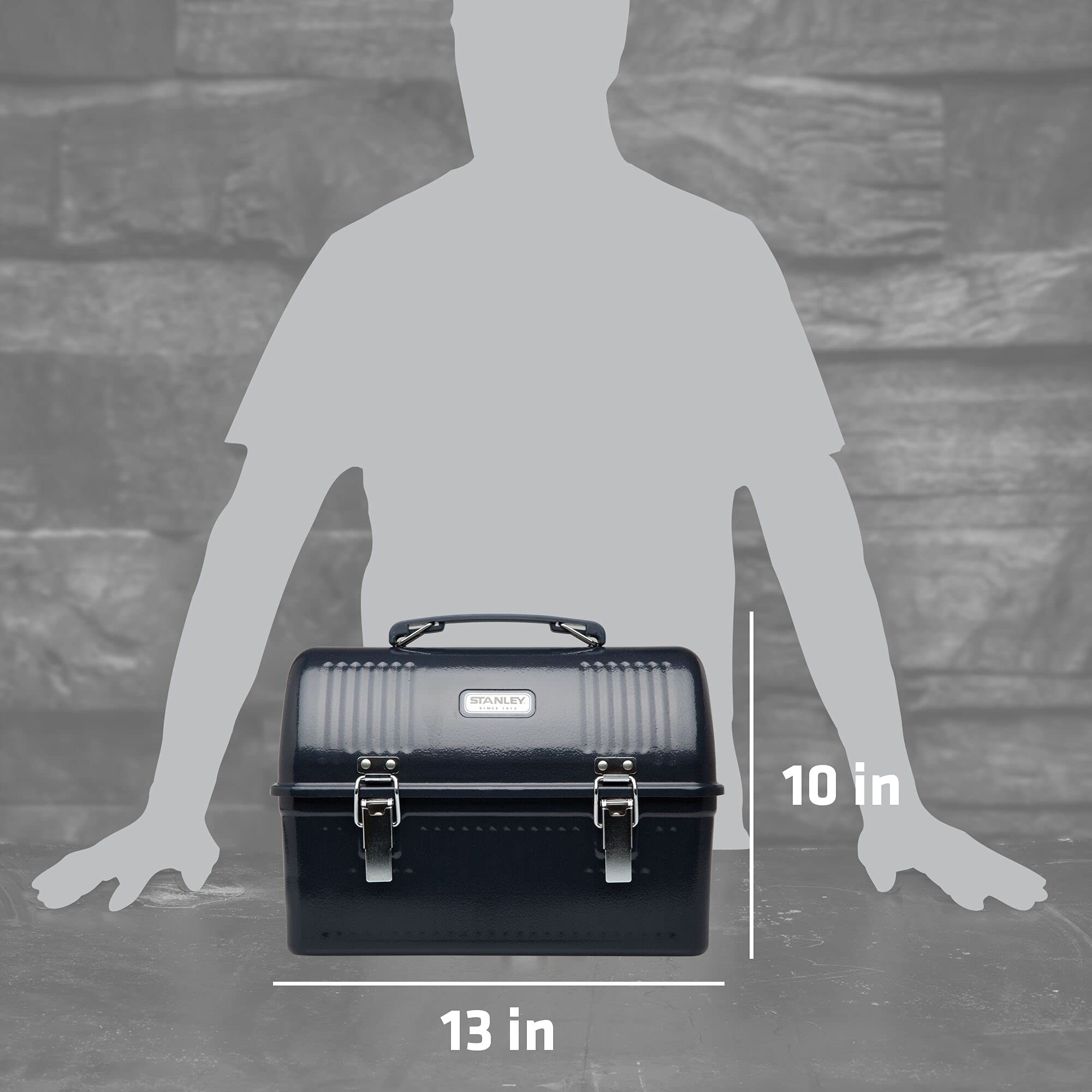 Stanley Classic 10Qt Lunch Box - Large Lunchbox - Fits Meals, Containers, Thermos - Easy To Carry, Built To Last - Matte Black