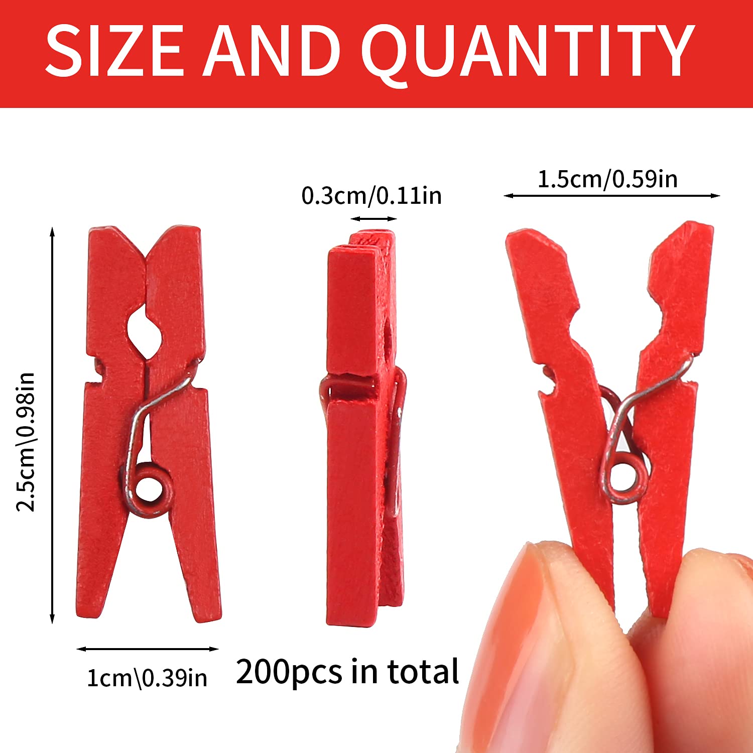 Kimober 100Pcs Wooden Clothespins,Mixed Colored Craft Peg Pins Clips For Photos Pictures Paper Crafts,2.36Inch