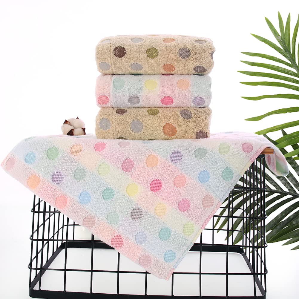 Pidada Hand Towels Set Of 4 Colorful Polka Dot Pattern 100% Cotton Soft Absorbent Decorative Towel For Bathroom 13.4 X 30 Inch (