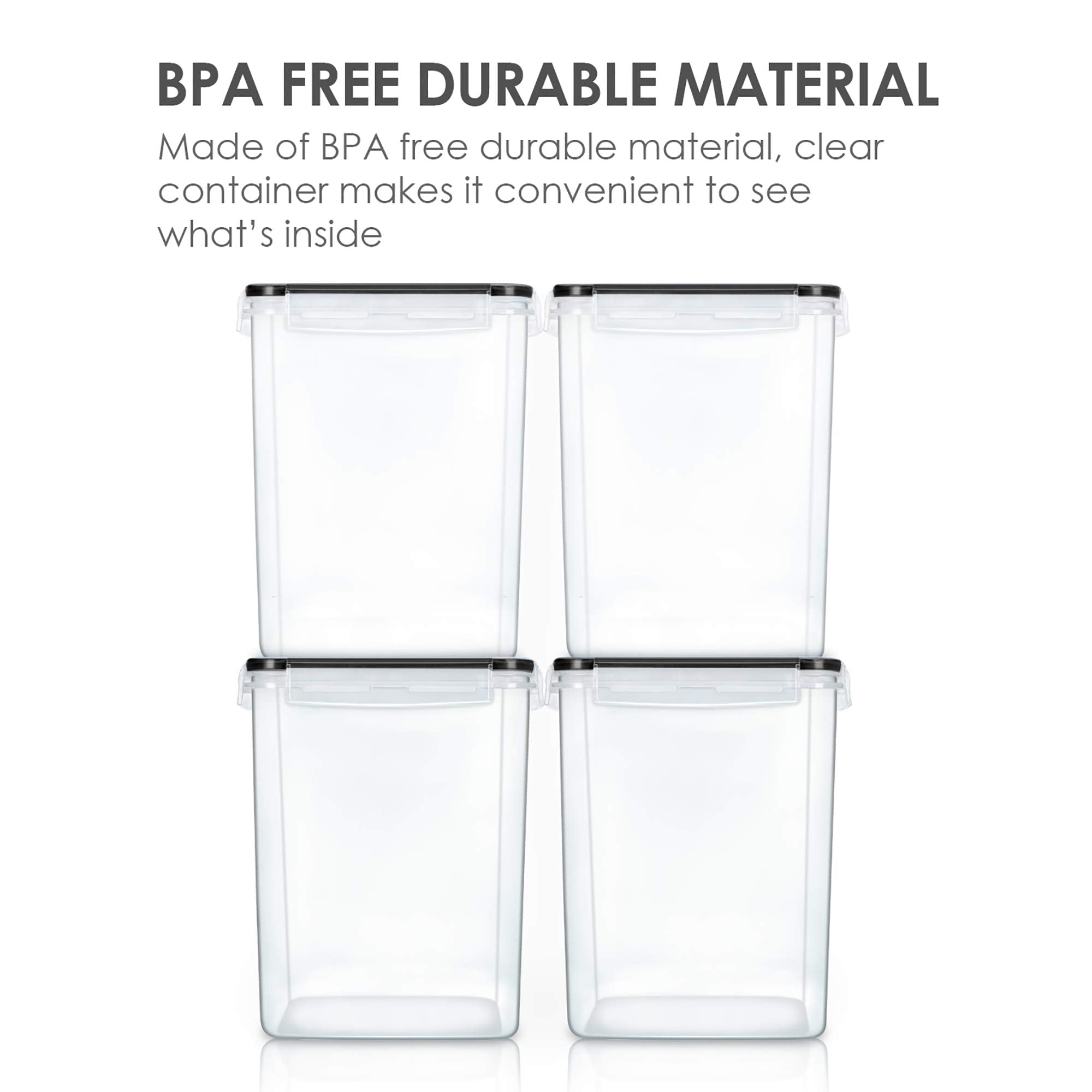 Vtopmart Large Food Storage Containers 5.2L / 176Oz, 4 Pieces Bpa Free Plastic Airtight Canisters For Flour, Sugar, Baking Suppl