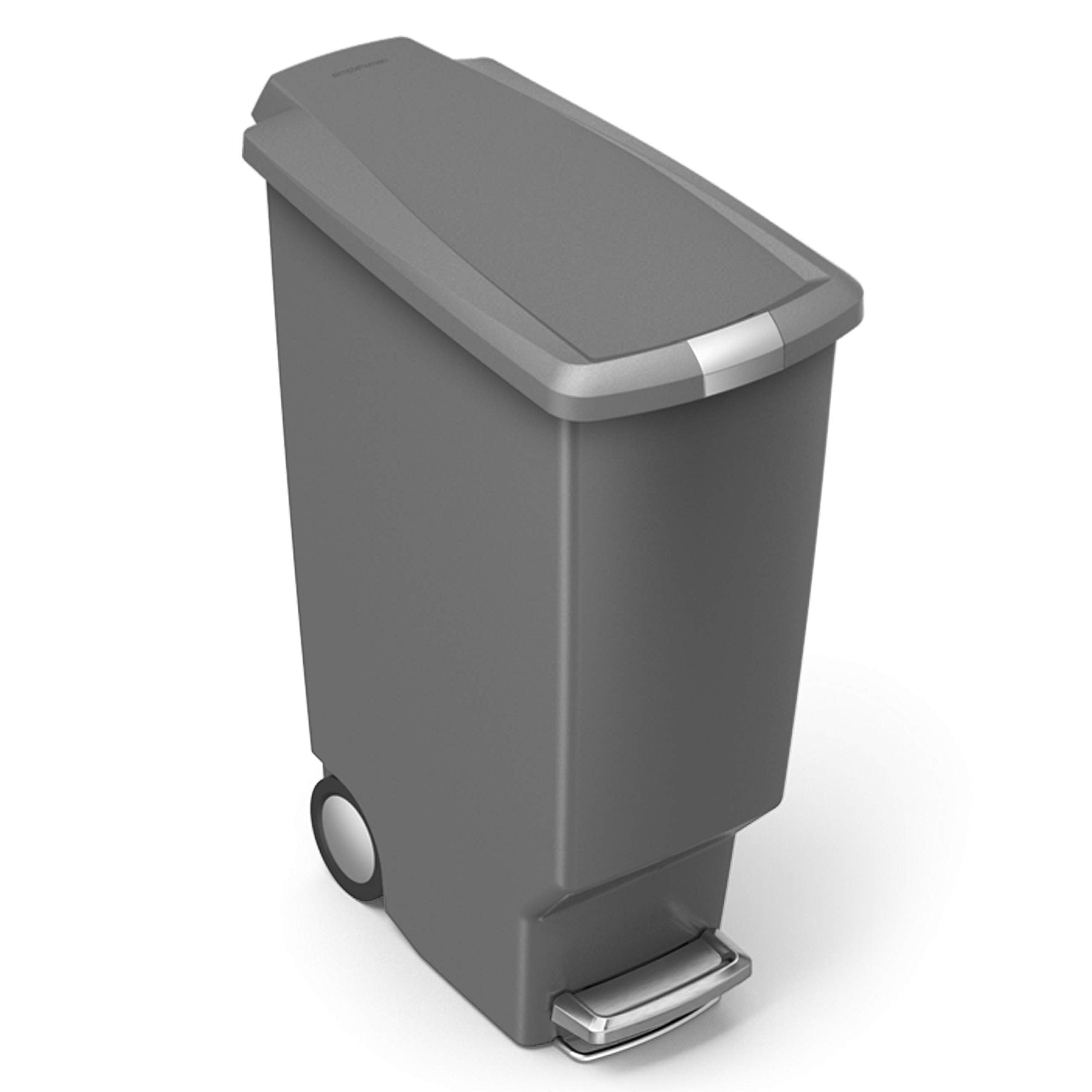 simplehuman cW1363 cubo estrecho con pedal  cubo de basura cocina  cubo basura pedal reciclaje  plAstico gris  40 L