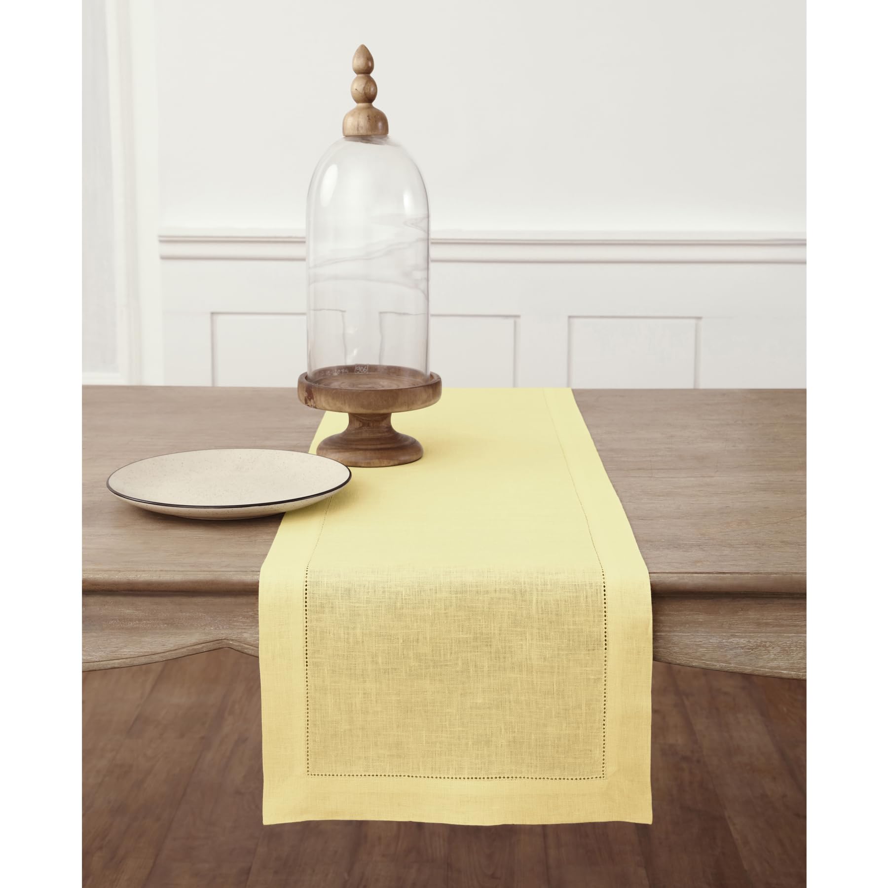 Solino Home Linen Yellow Table Runner 108 Inches Long - 100% Pure Linen Classic Hemstitch Dining Table Runner 14 X 108 Inch Idea