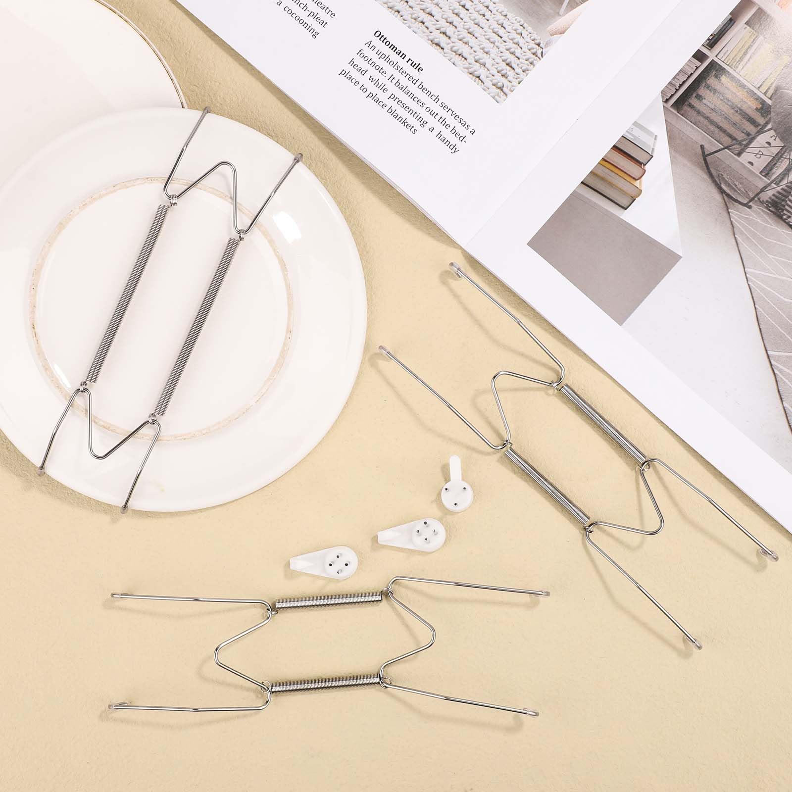 Nqeuepn 3 Pack Plate Hangers For The Wall, 6/8/10 Inch Plate Wall Holder Stainless Steel W-Shaped Plate Hooks Vertical Plate Dis