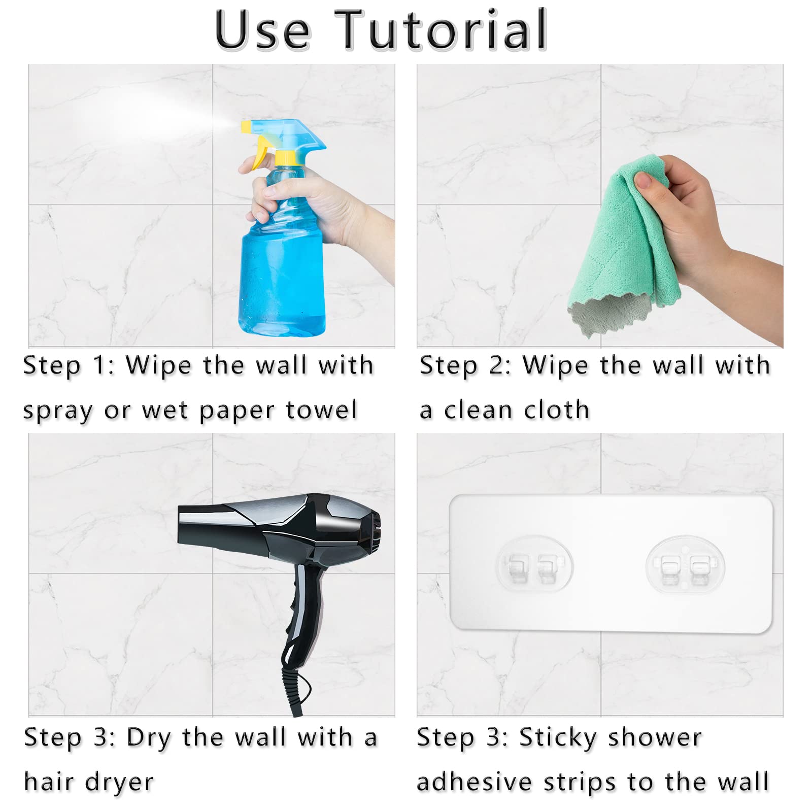 8 Pack Shower Caddy Adhesive For Replacement, Strong Transparent Adhesive For Shower Caddy Sticky Pads, No Drilling For Corner S