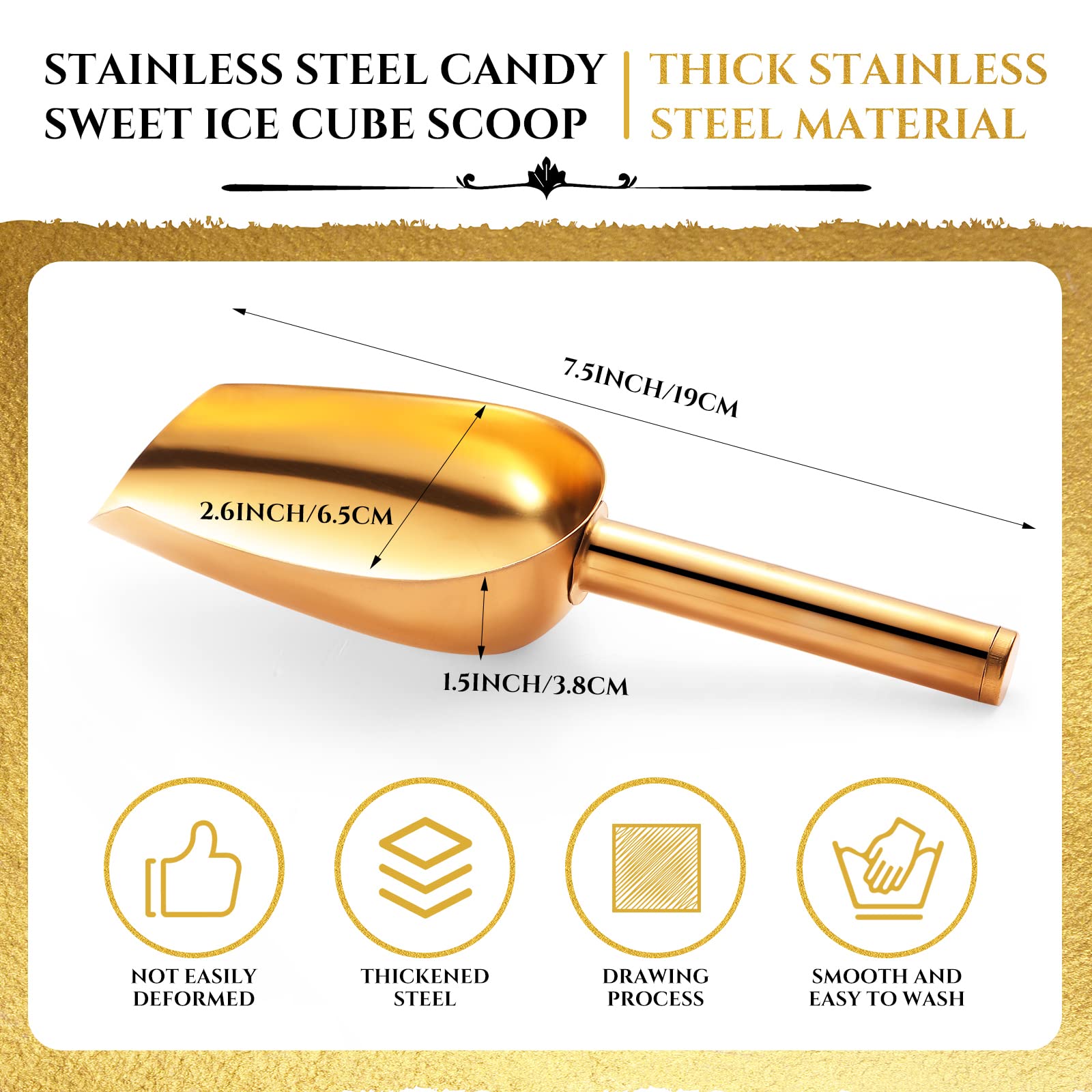 Roshtia 12 Pcs Gold Ice Scoops 5 Oz Stainless Steel Mini Scoop Candy Scoops For Kitchen Dispenser Buffet Jars, Scooping Coffee B