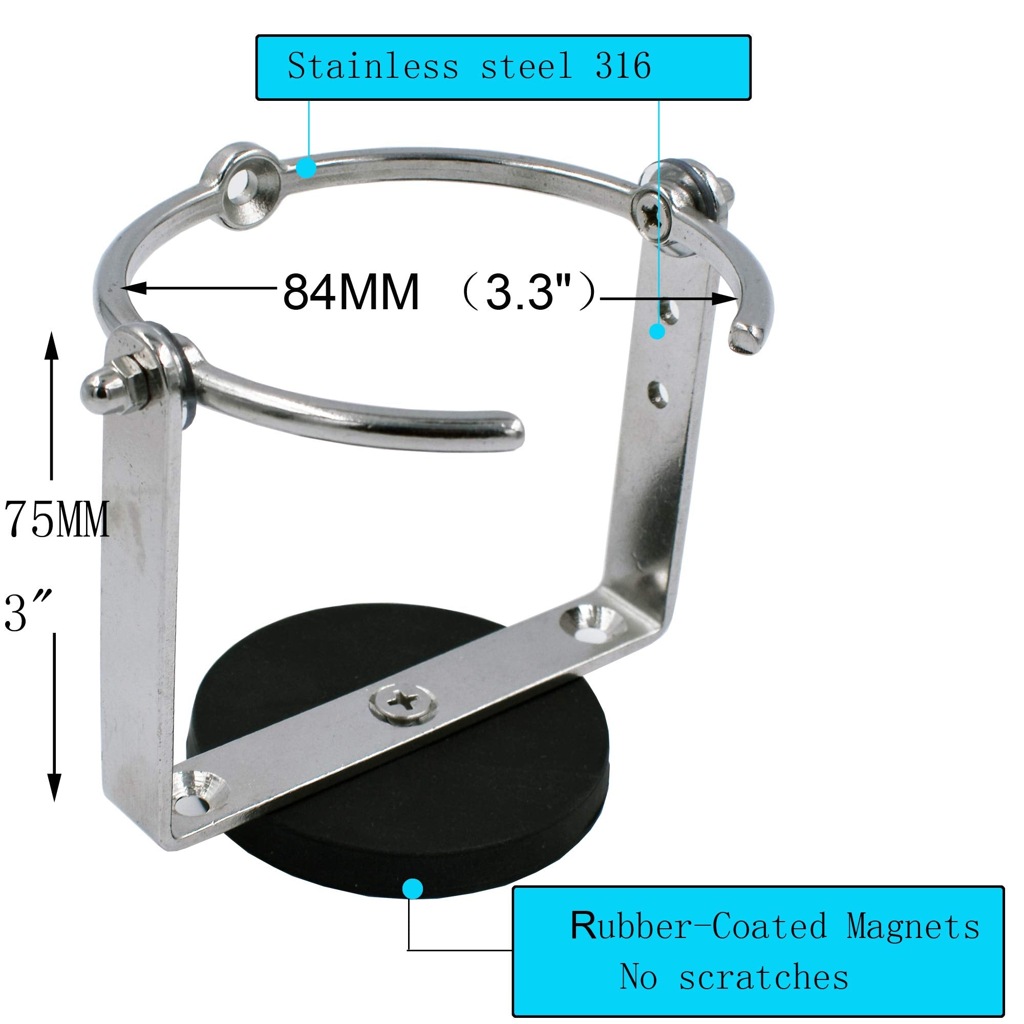YYST Horizontal Mounting Magnetic Cup Holder Beverage Holder Drink Holder- Great for Tractors -Horizontal Mounting (2)