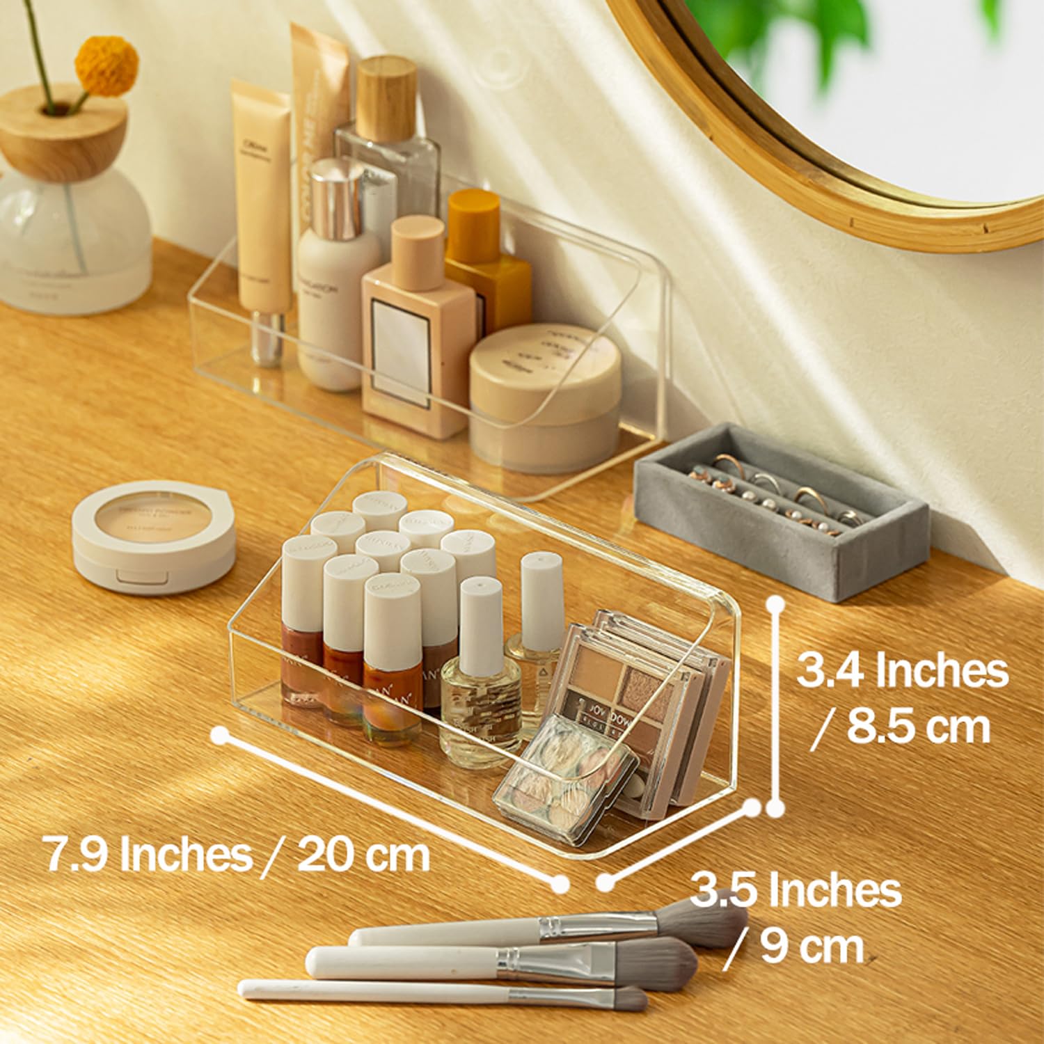 MORNITE Medicine Cabinet Organizer Shelf, Vanity Trays for Bathroom Counter, Cosmetic Storage Tray, Makeup Organizer, Beauty Org