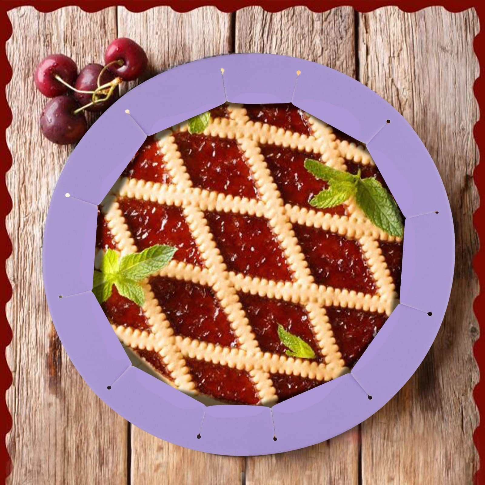 HOHUIGO Silicone Pie Crust Shield, Adjustable Bake Crust Protector, Heavy Duty Pie Crust Edge Shield Cover Pie Ring for Crust Pi