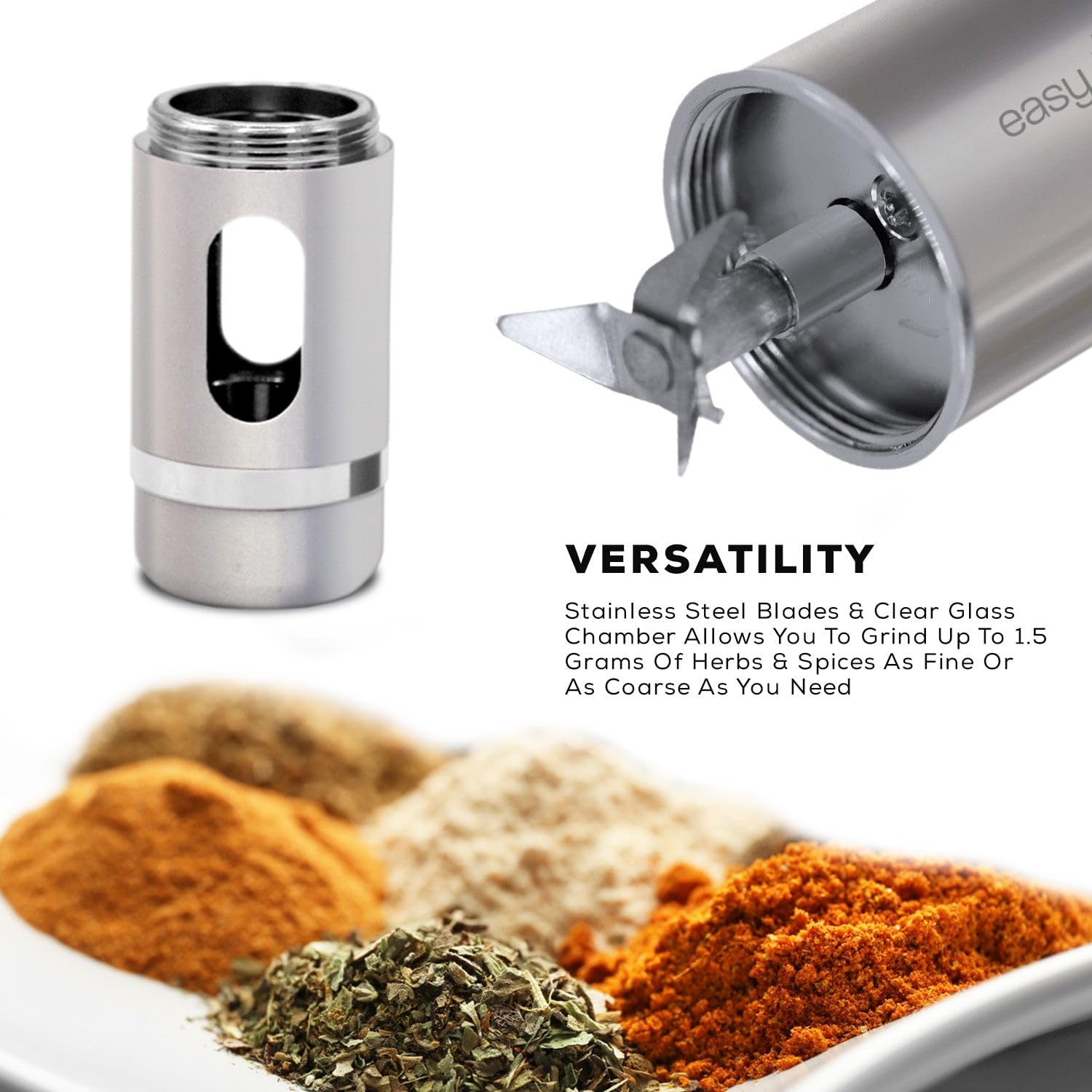 Easy Grinder Clear Glass Silver Electric Herb Coffee Grinder Pollen Catcher Stainless Steel Blades