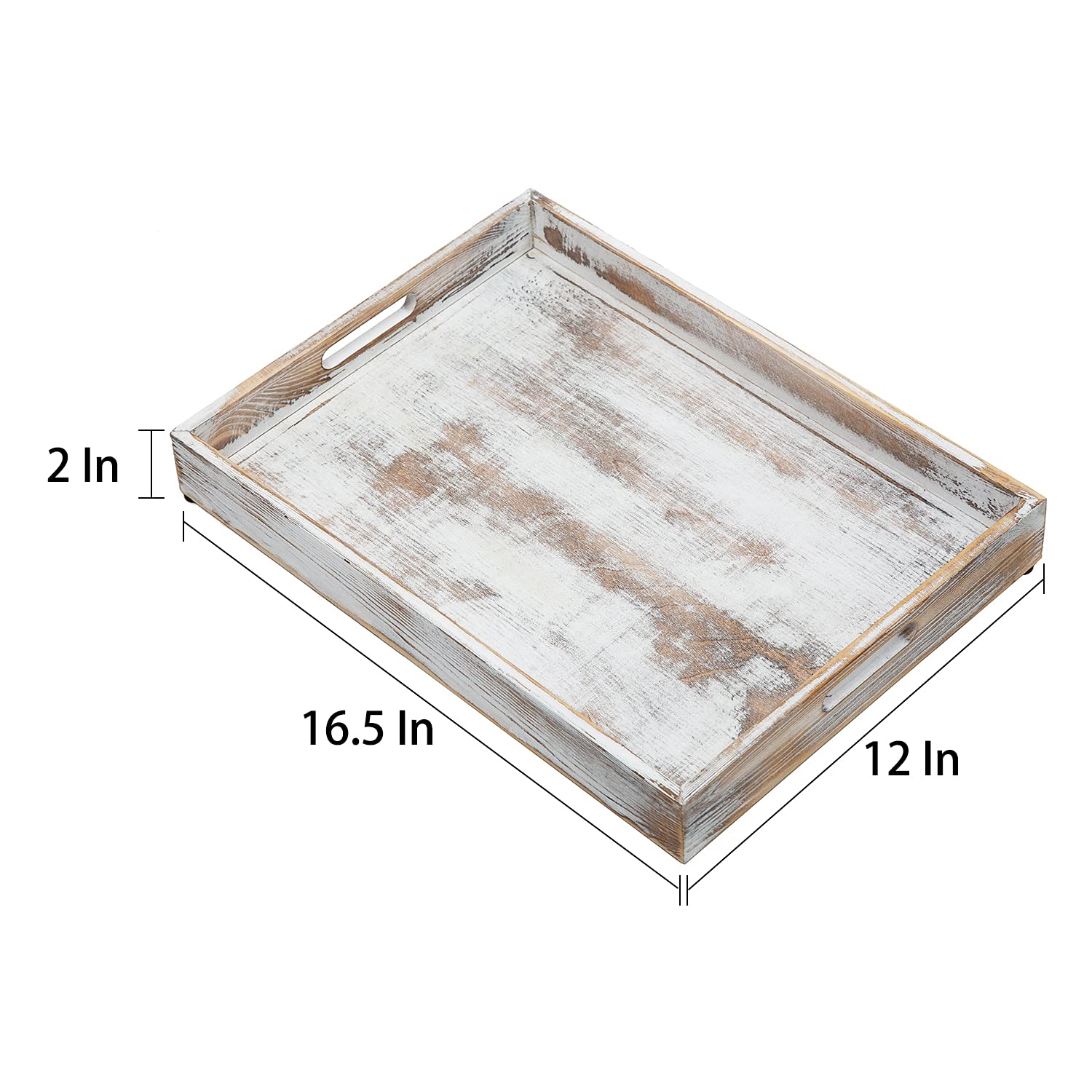 Rustic Distressed Wood Food Breakfast Serving Tray Octagon Serving Tray In Bed With Cutout Carrying Handles Coffee Office Deskto
