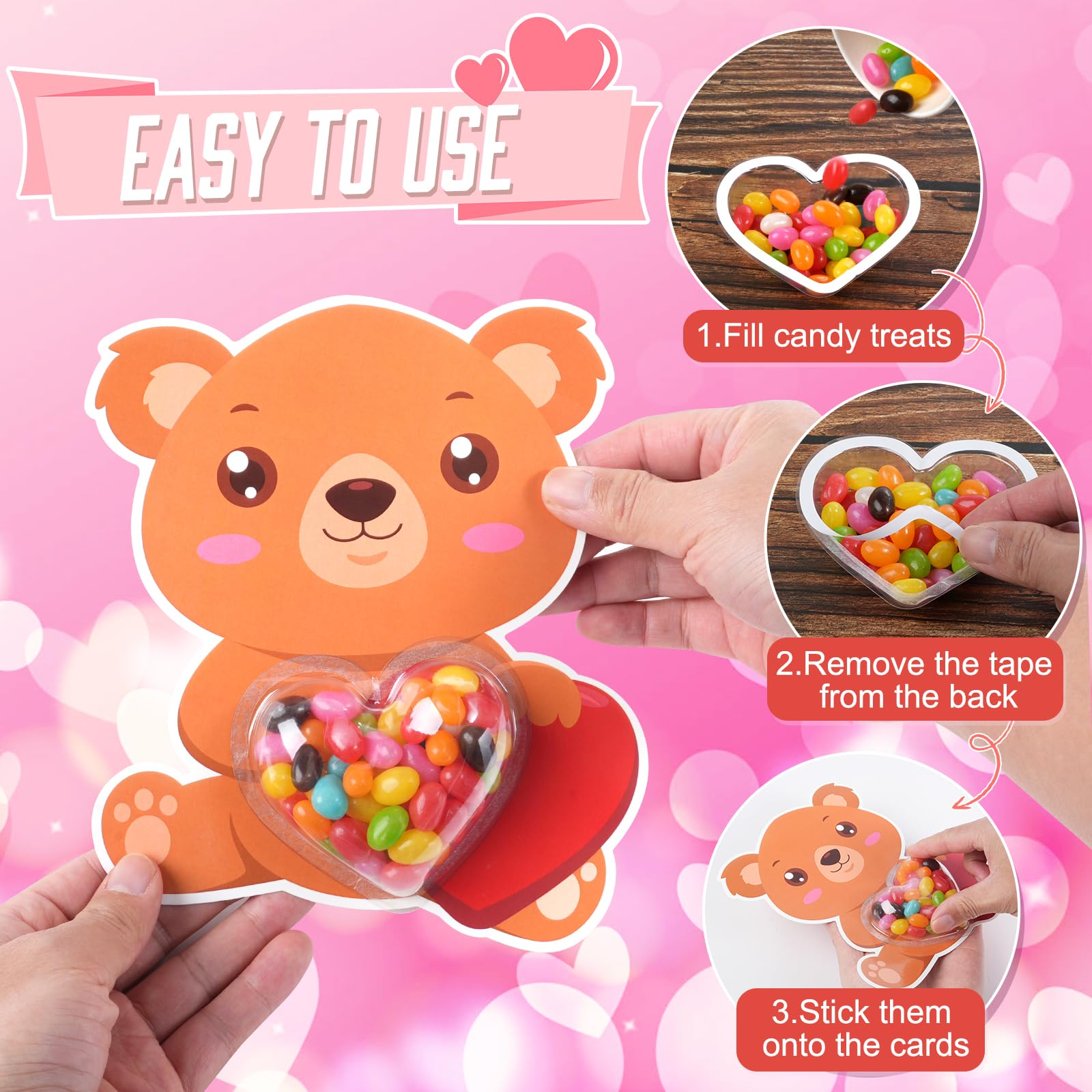 36Set Valentines Day Cards With Candy Dome Holders, Cute Animal Valentines Candy Holder Cards For Kids, Funny Valentines Exchang