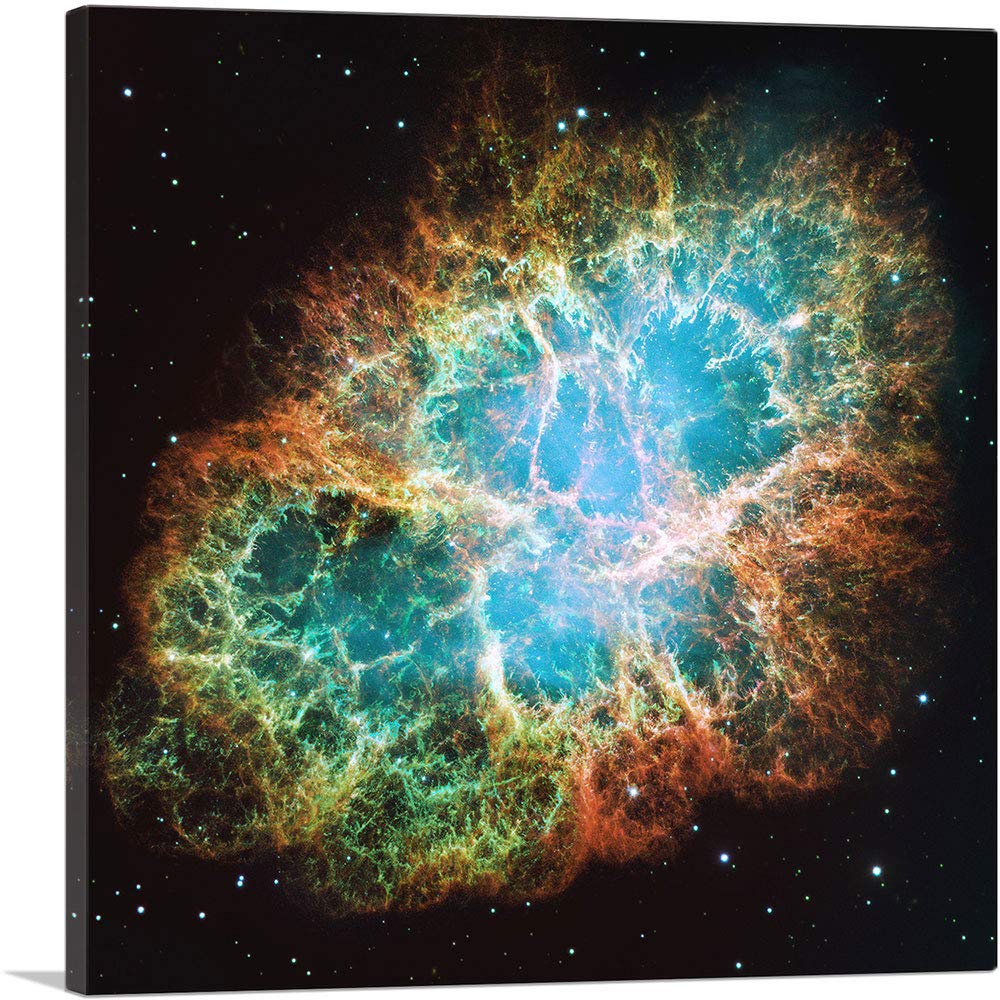 Artcanvas Crab Nebula Vivid Detail Hubble Telescope Nasa Photograph Canvas Art Print Stretched Framed Painting Picture Poster Gi