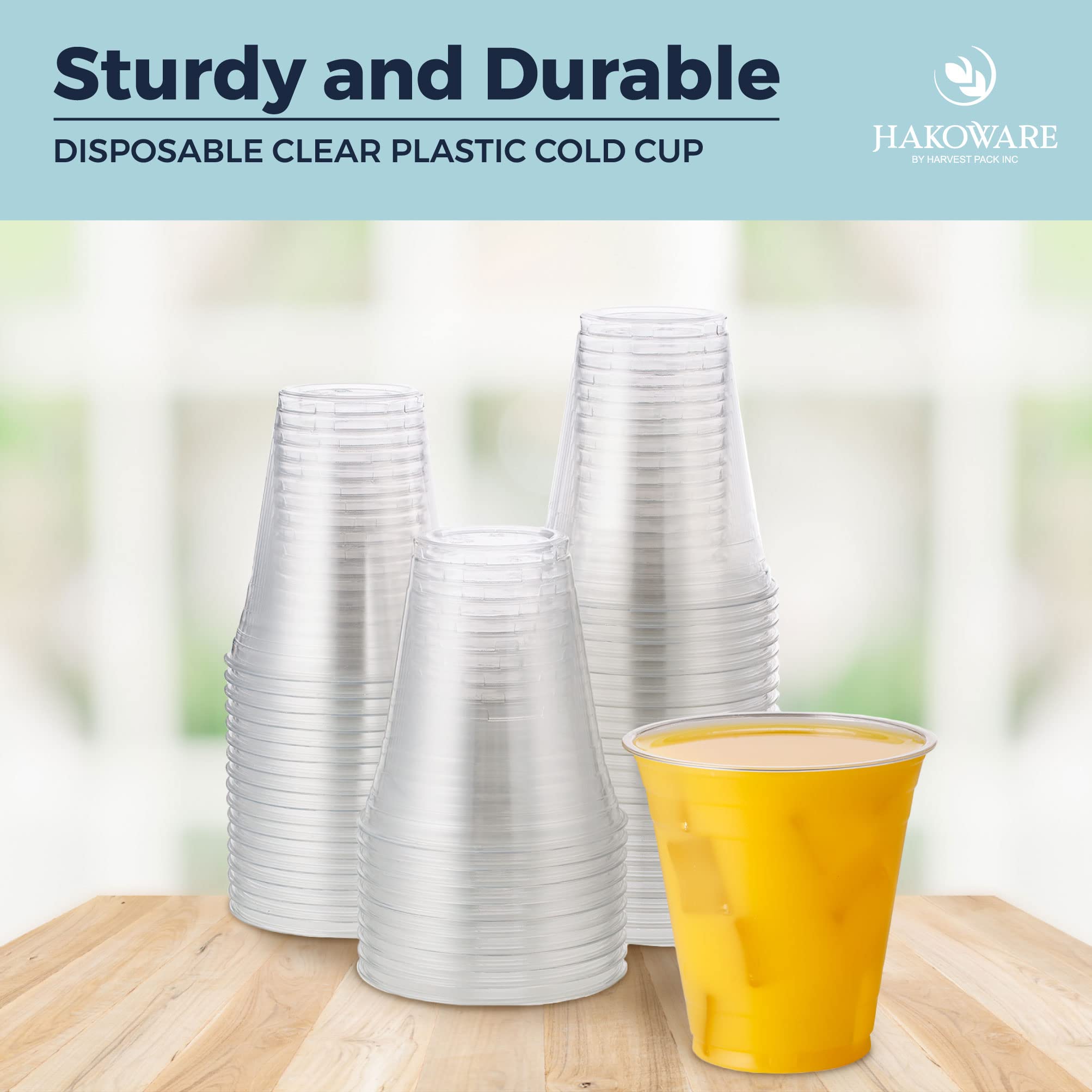 [200 COUNT] HAKOWARE by Harvest Pack 16oz Ultra Clear Disposable Plastic Cold Cups