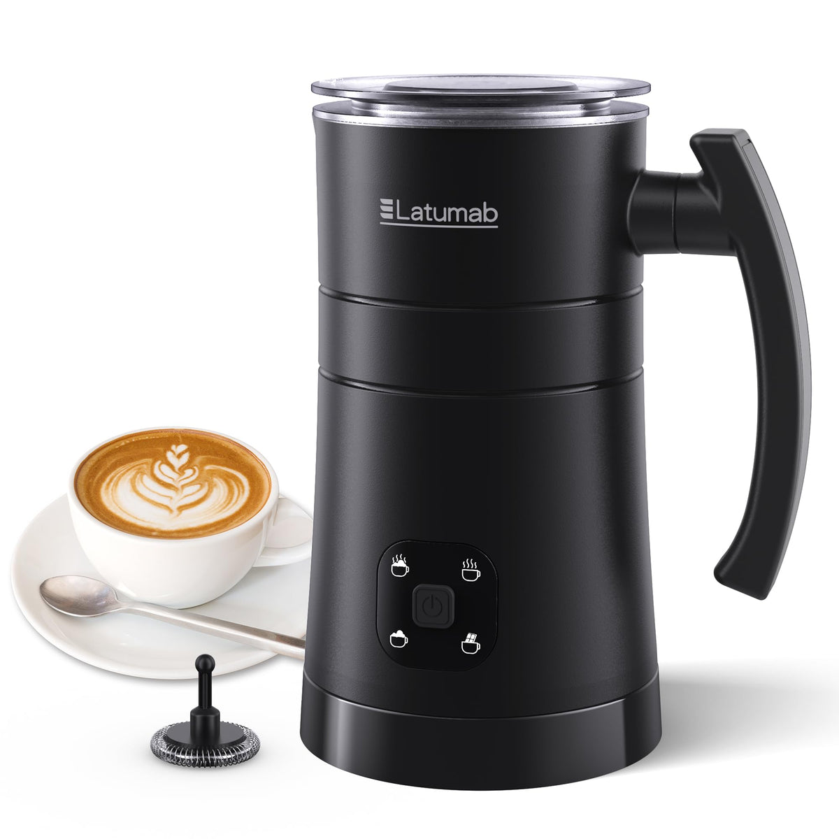 Electric Milk Frother, Latumab 4 In 1 Milk Steamer, 11.8Oz/350Ml Automatic Warm And Cold Foam Maker For Coffee, Latte, Cappuccin