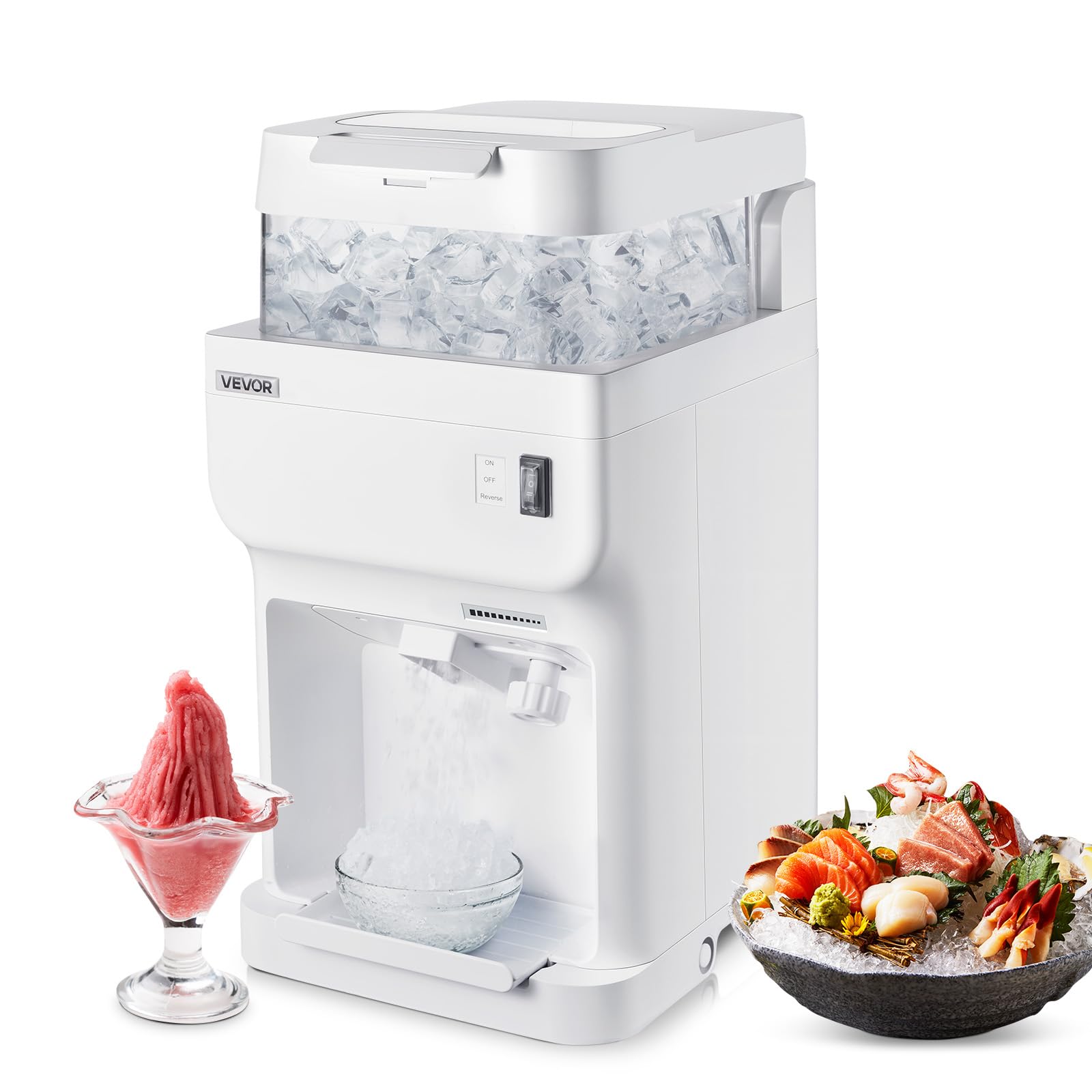 VEVOR Commercial Ice Shaver Crusher, 220lbs Per Hour Electric Snow Cone Maker with 8L Ice Cube Box, 350W 1500RPM Tabletop Shaved