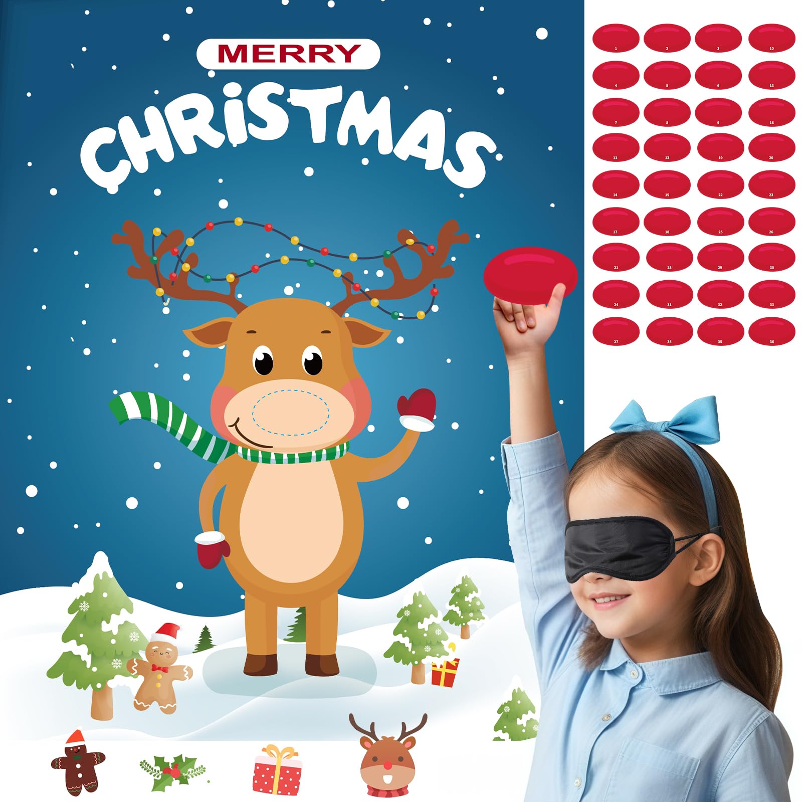 Haunt Couture Christmas Games - Pin The Nose On The Reindeer | Fun For Up To 48 Players | Perfect For Kids | Holiday Party Game