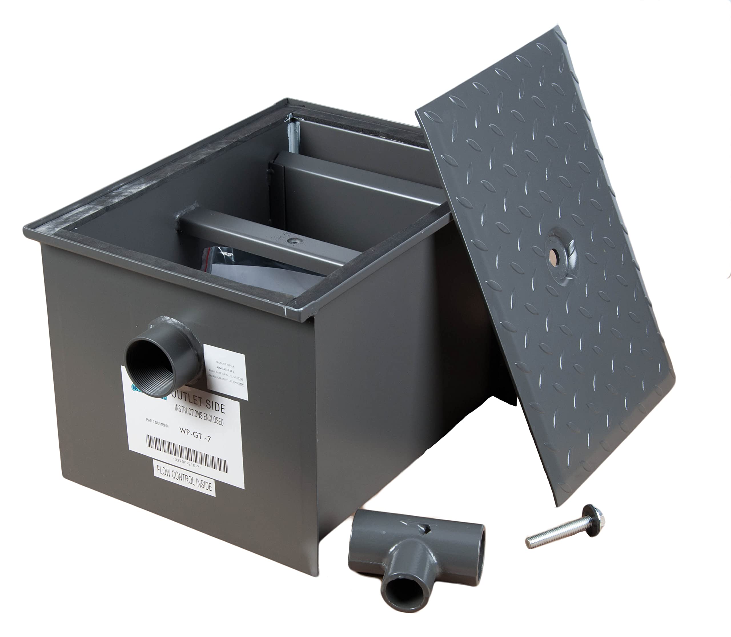 Wentworth 14 Pound Commercial Grease Trap Interceptor for Restaurant Under Sink Kitchen, 7 GPM, WP-GT-7