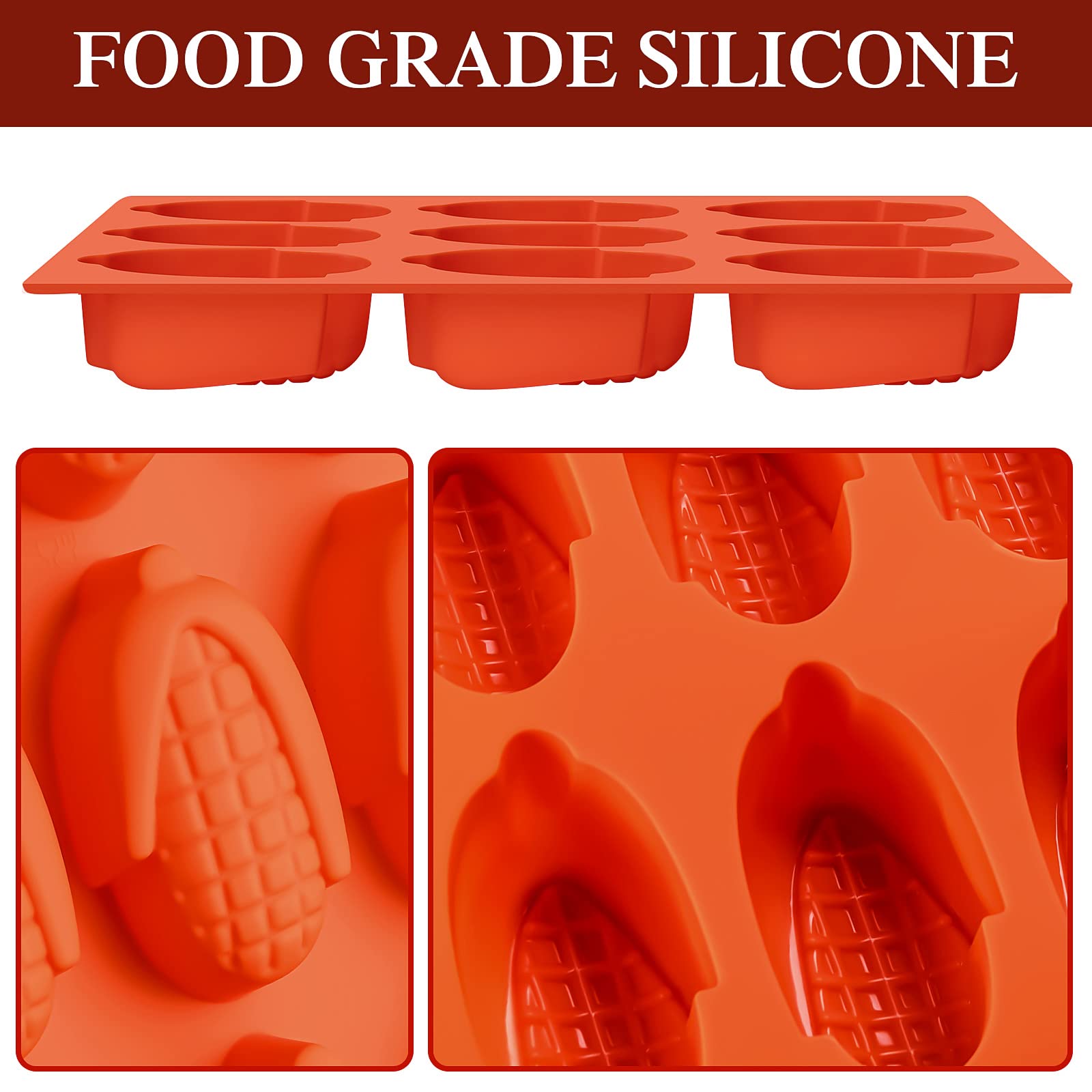 Dootafy 2 Pack Small Corn Stick Bread Pan, Silicone Corn Cob Bread Molds Mini Cake Pans Cakelette Pan For Fall Baking Muffin Cup