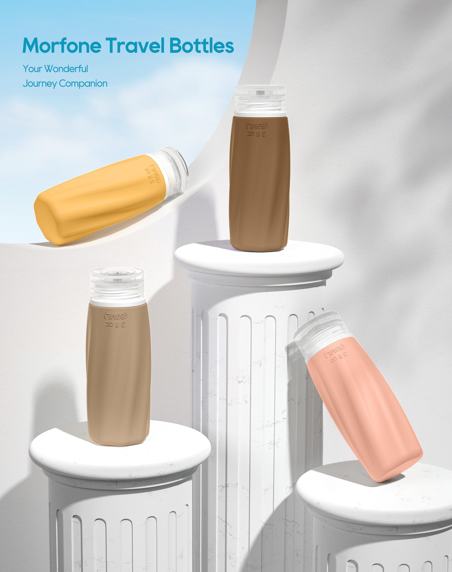 Morfone Travel Bottles Set For Toiletries, Tsa Approved Travel Size Containers Leak Proof Refillable Liquid Silicone Squeezable