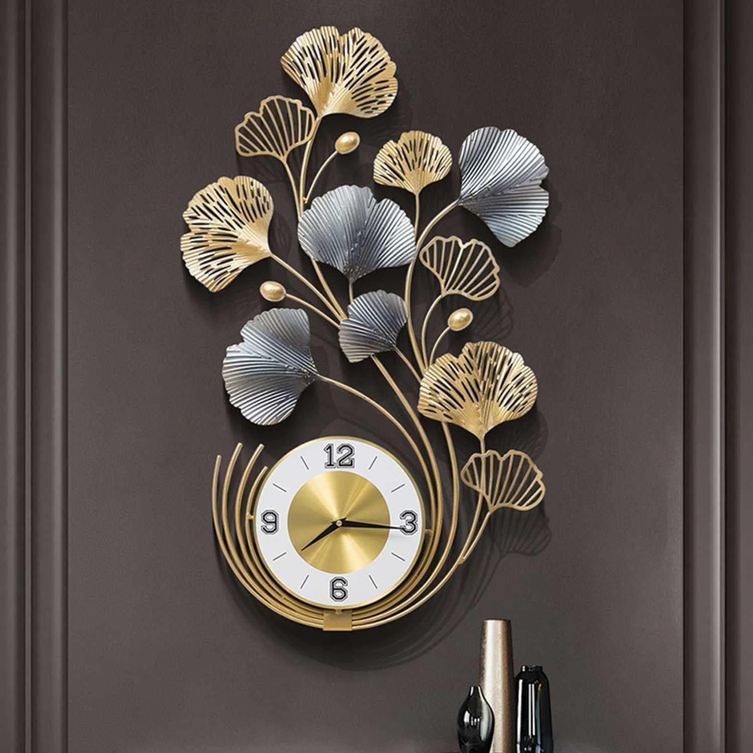 Rizik Store Metal Wall Hanging Floral Handmade Wall Clock Multicolor Ticking Sound For Bedroom/Drawing Room/Hall/Dining Room (19