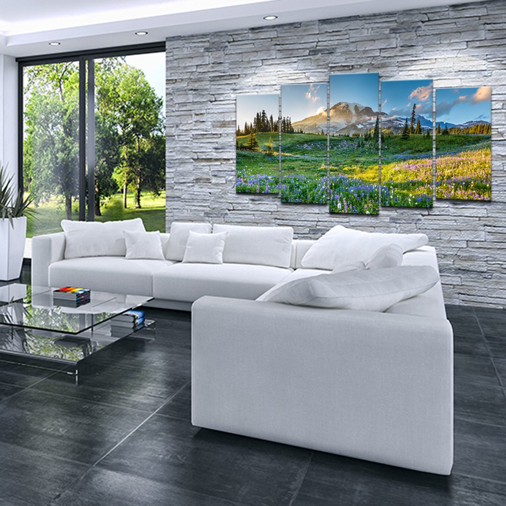 Levvarts- Large Canvas Print Wall Art Mount Rainier National Park At Sunrise Landscape Painting Giclee Print Gallery Wrap Ready