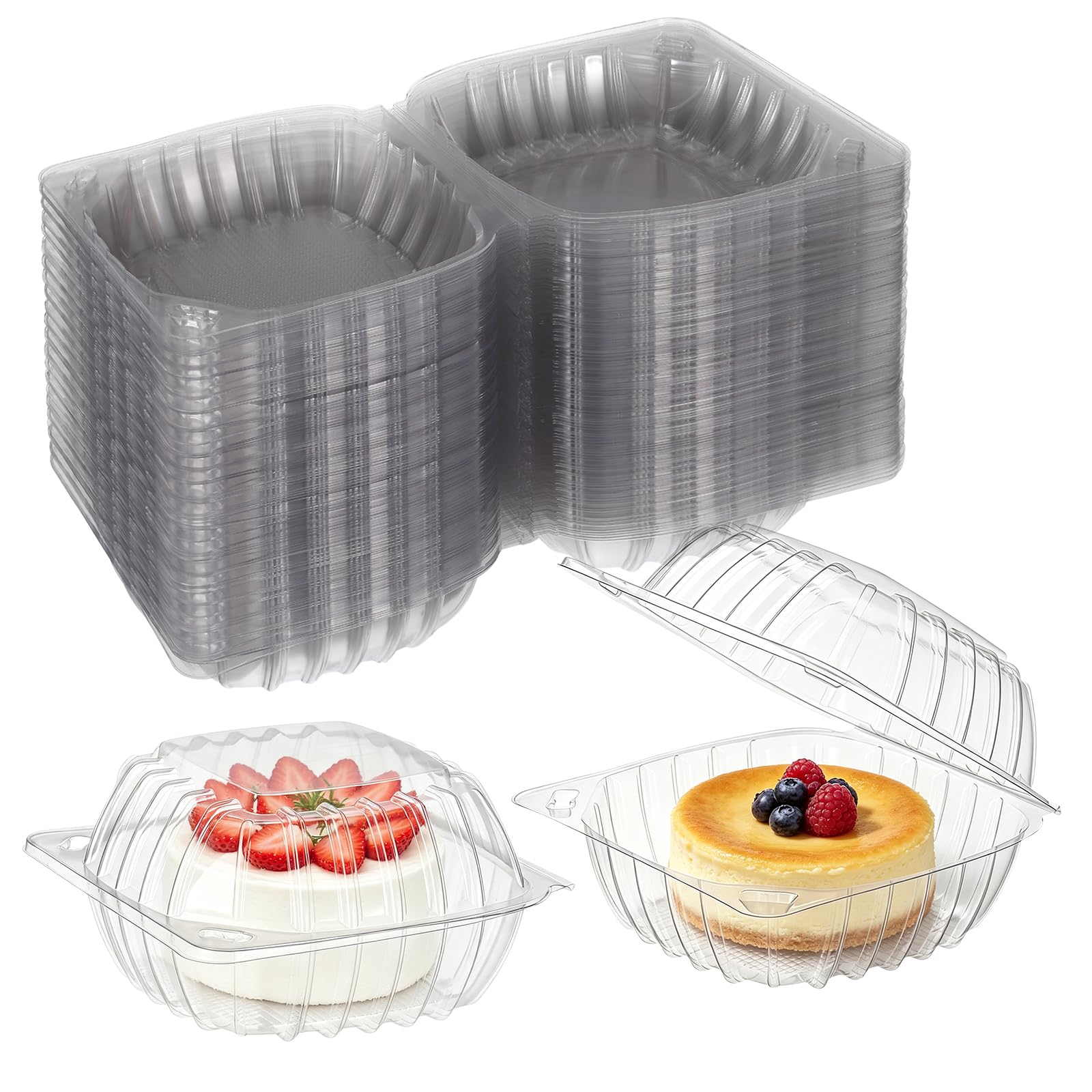 Clear Clamshell Food Containers 200 Pcs, 6x6Disposable Hinged To Go Boxes